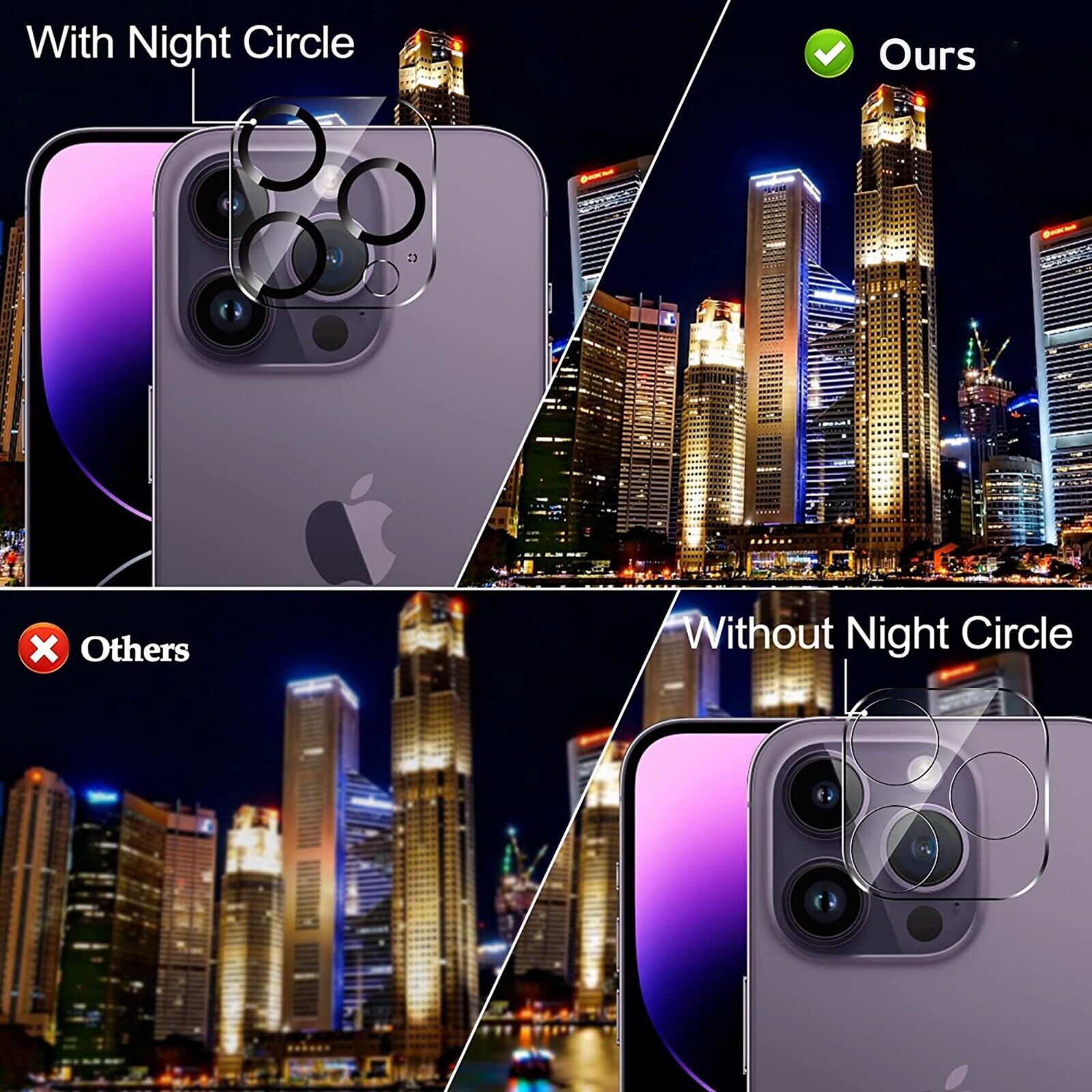 3 Pack For iPhone 14 13 12 11 Pro Max Tempered Glass Camera Lens Cover Protector