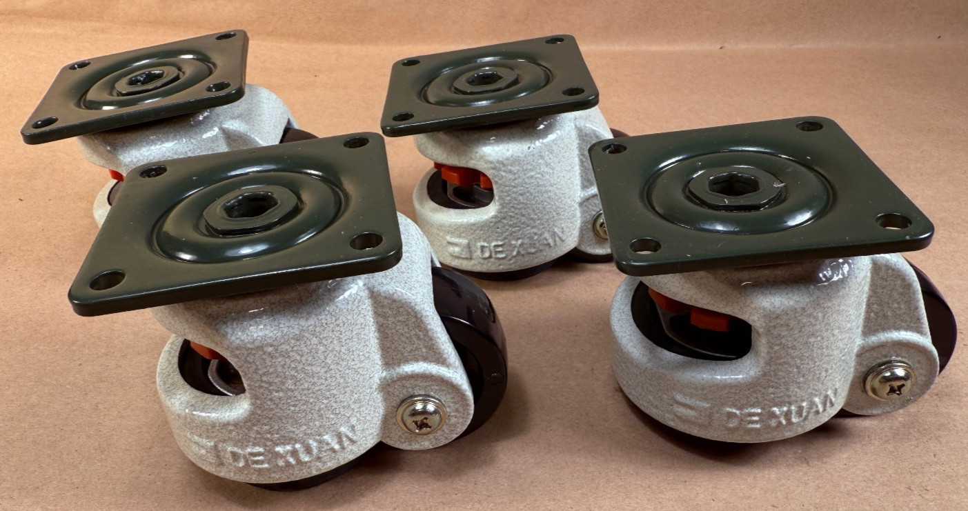 Bolton Tools 4pcs 60F Retractable Leveling Machine 2" Caster Plate 550lbs Nylon