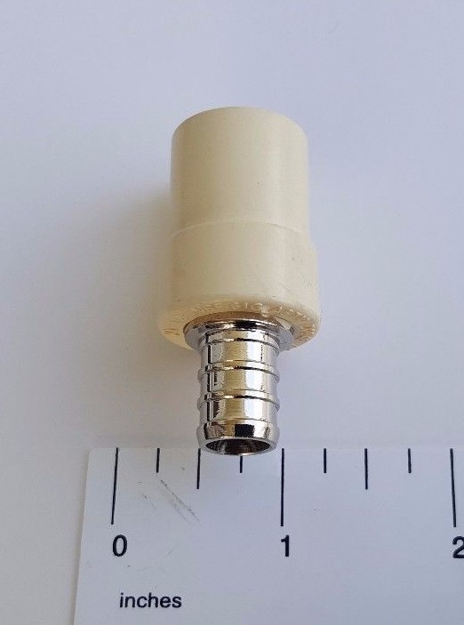 1 PIECE 1/2" PEX X 1/2" CPVC TRANSITION COUPLING (LEAD FREE BRASS