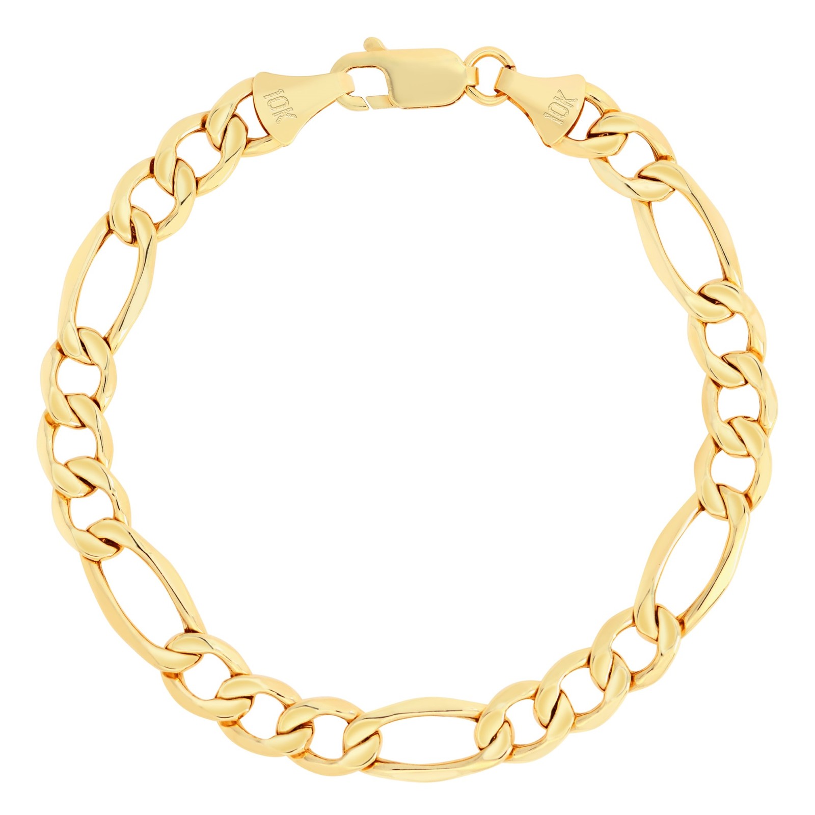 10K Yellow Gold 2mm-9mm Italian Figaro Chain Link Bracelet Mens Women 7" 8" 9"