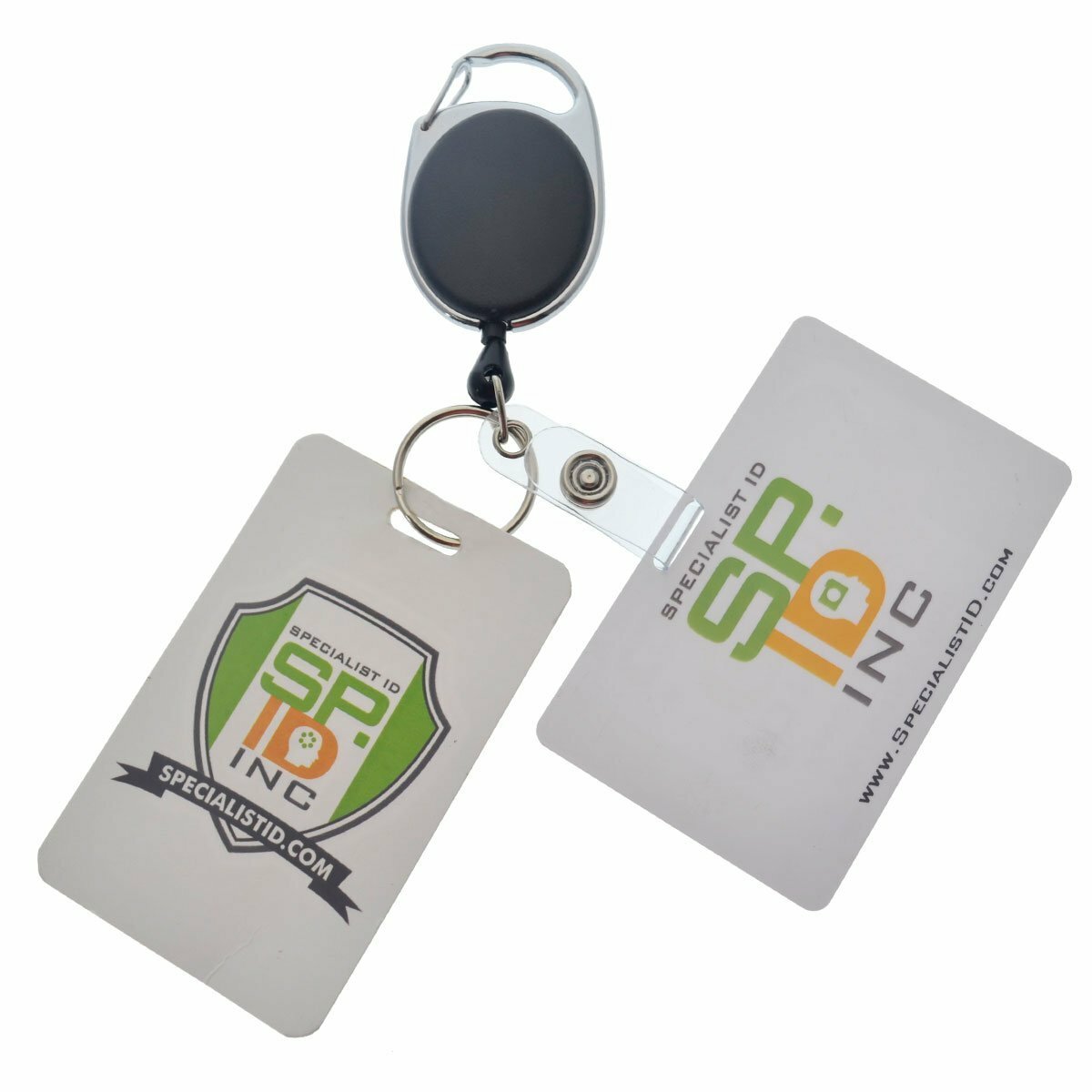 5 Pack- Premium Carabiner Retractable Oval ID Badge Reels with Strap & Key Ring