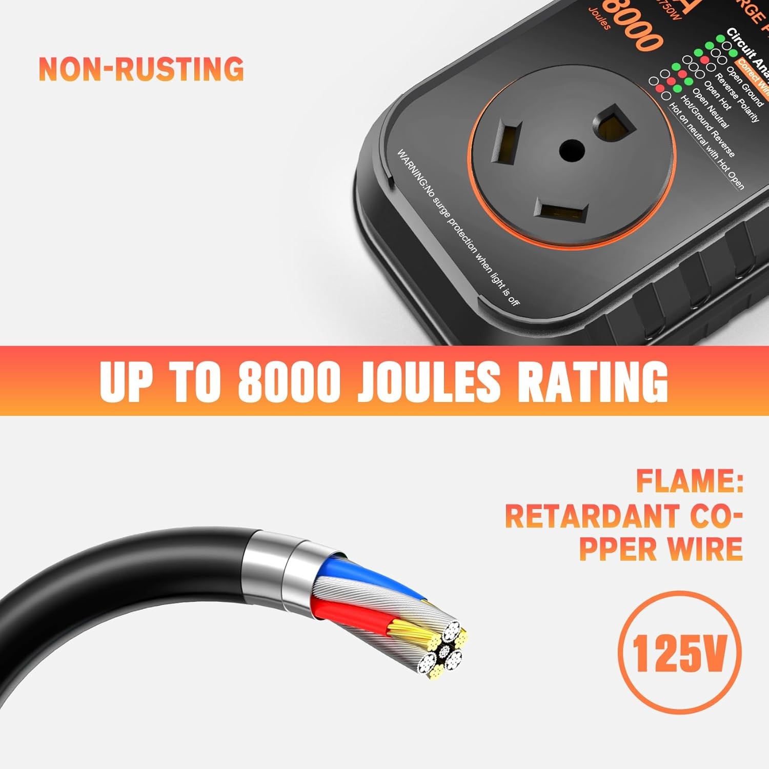 30 Amp RV Surge Full Protector With Weatherproof Cover 8000 Joules Power Adapter