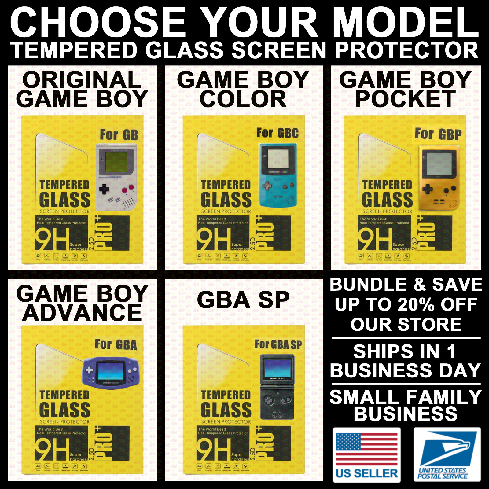 Tempered Glass Screen Protector for Nintendo Game Boy/Pocket/Color/Advance/SP