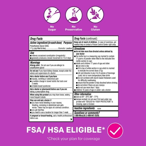 MiraLAX Laxative Powder 34 Daily Doses X2 - 20.4 Oz Each - Exp 5/2027
