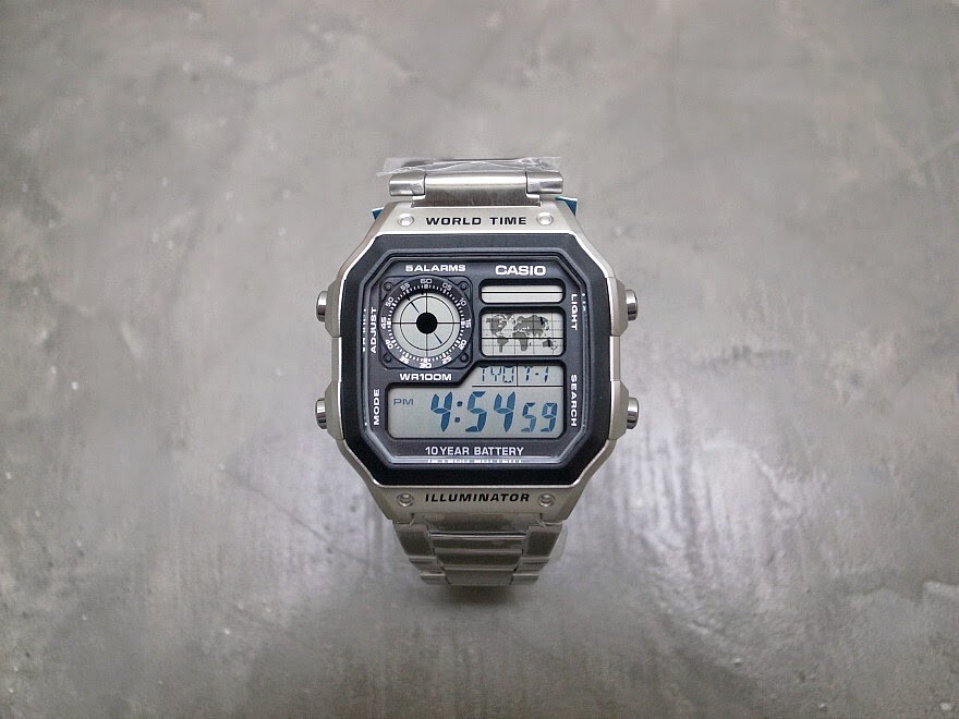 Casio AE1200WHD-1AV, Digital Watch, Chronograph, Alarm, World Time,10 Yr Battery