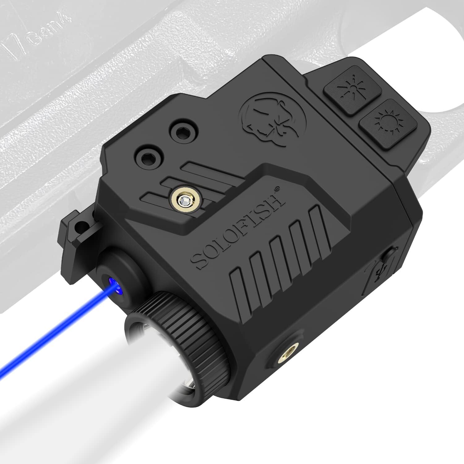 SOLOFISH Tactical Flashlight Blue/Green Laser Sight Combo Rechargeable Picatinny