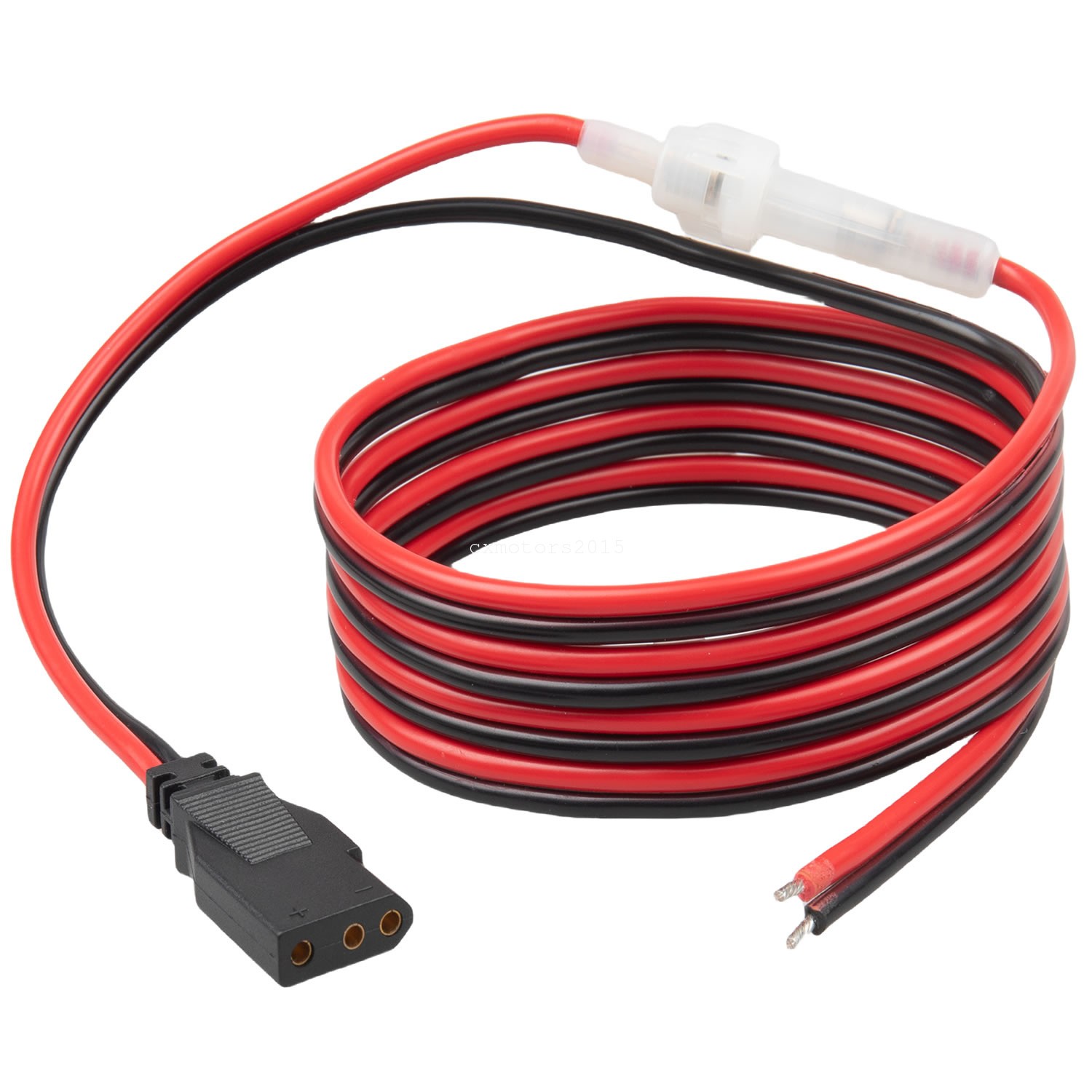 CB Radio Power Cord 3Pin Conector 16AWG Wire w/ 15A Fuse For Cobra Uniden Connex
