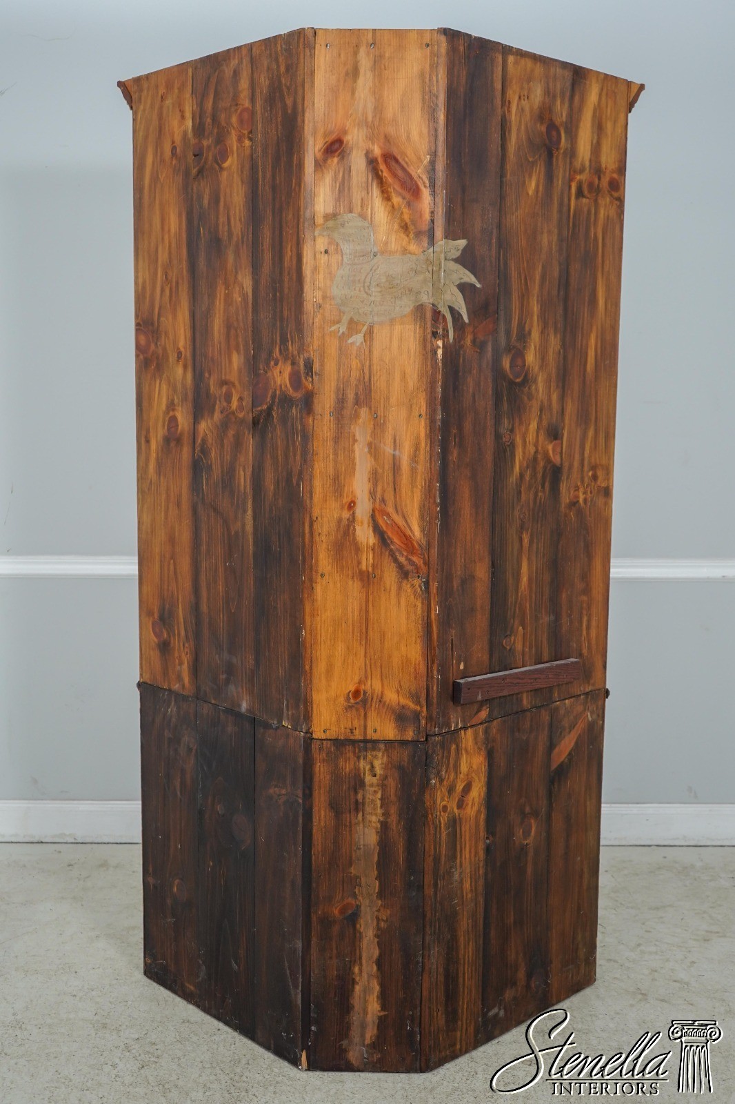 L60554: J.MURPHY Hand Crafted Painted Country Corner Cabinet