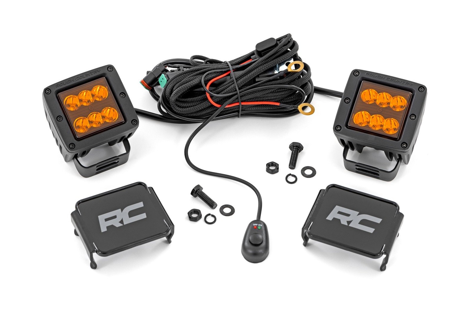 Rough Country 2 Inch Black Series LED Light Pods | Spot | Amber - 70903A