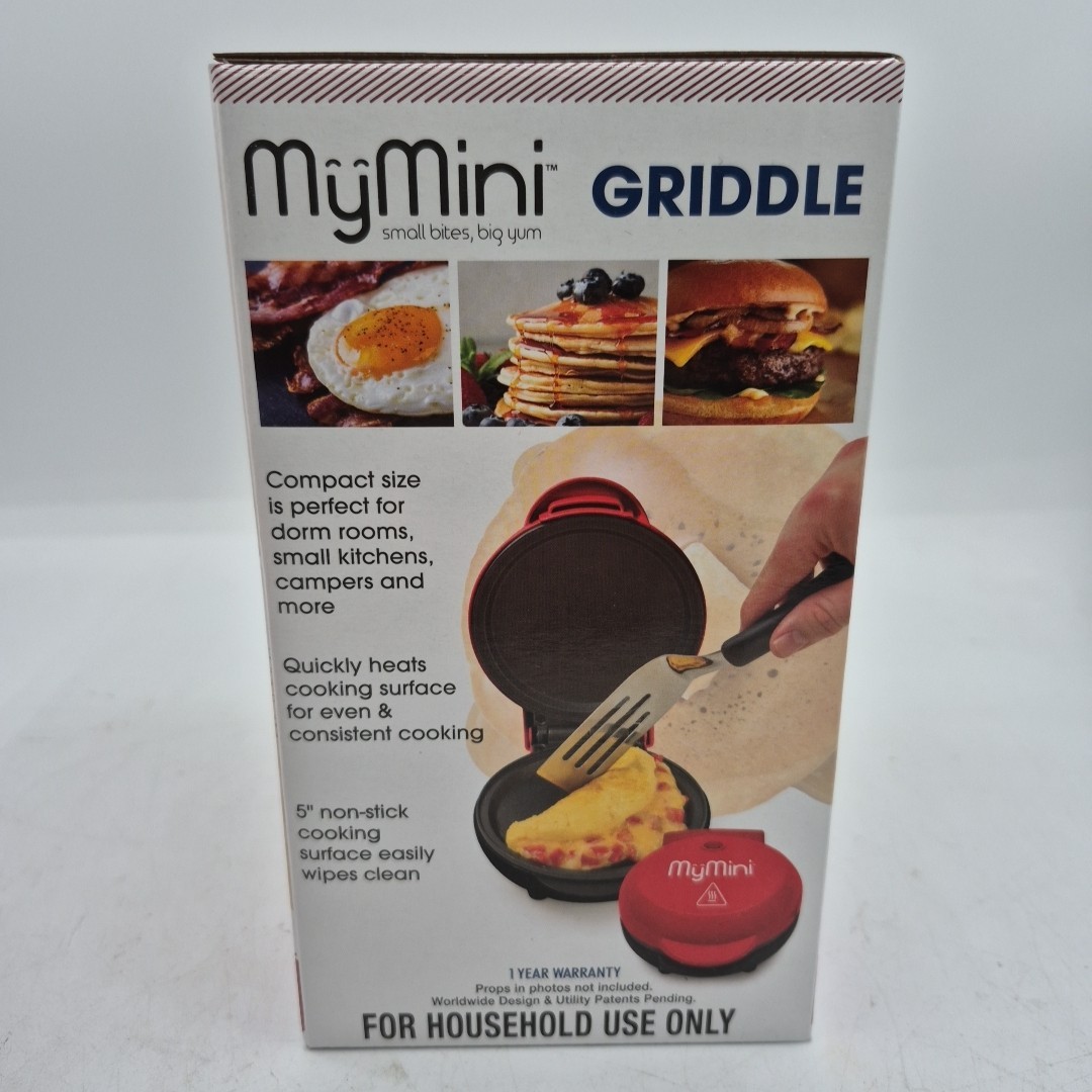 Nostalgia My Mini 5" Griddle, Eggs, Burgers. -Red- Nonstick Surface - NEW!