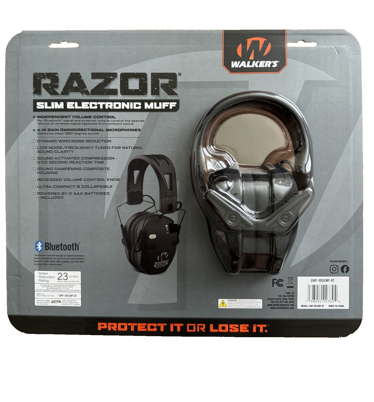 Walker's Razor Quad Bluetooth Tacti-Grip Slim Digital Muff Ear Protection | NEW