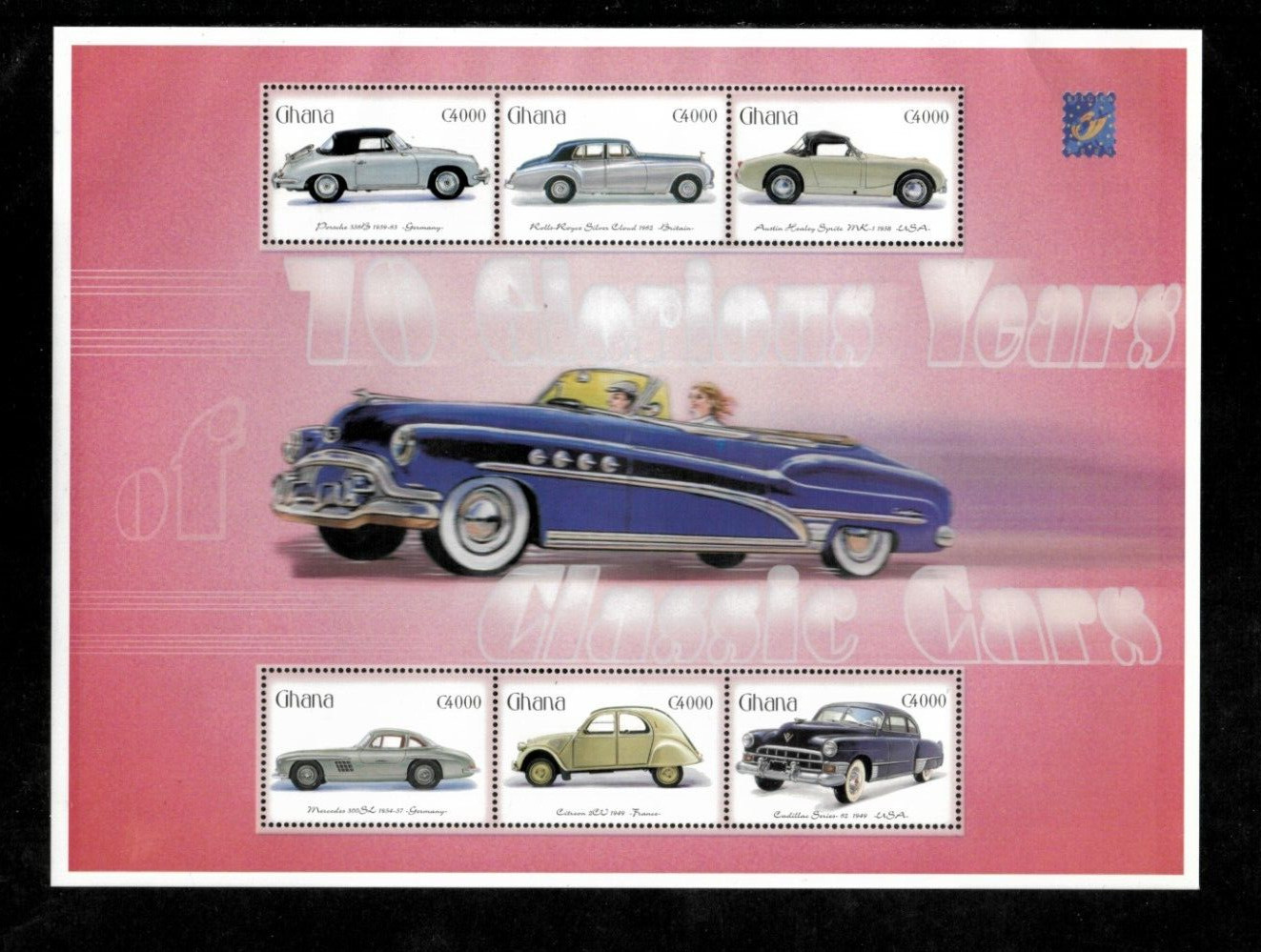 Ghana 2001 - Classic Cars - Sheet of 6 Stamps - Scott #2237 - MNH