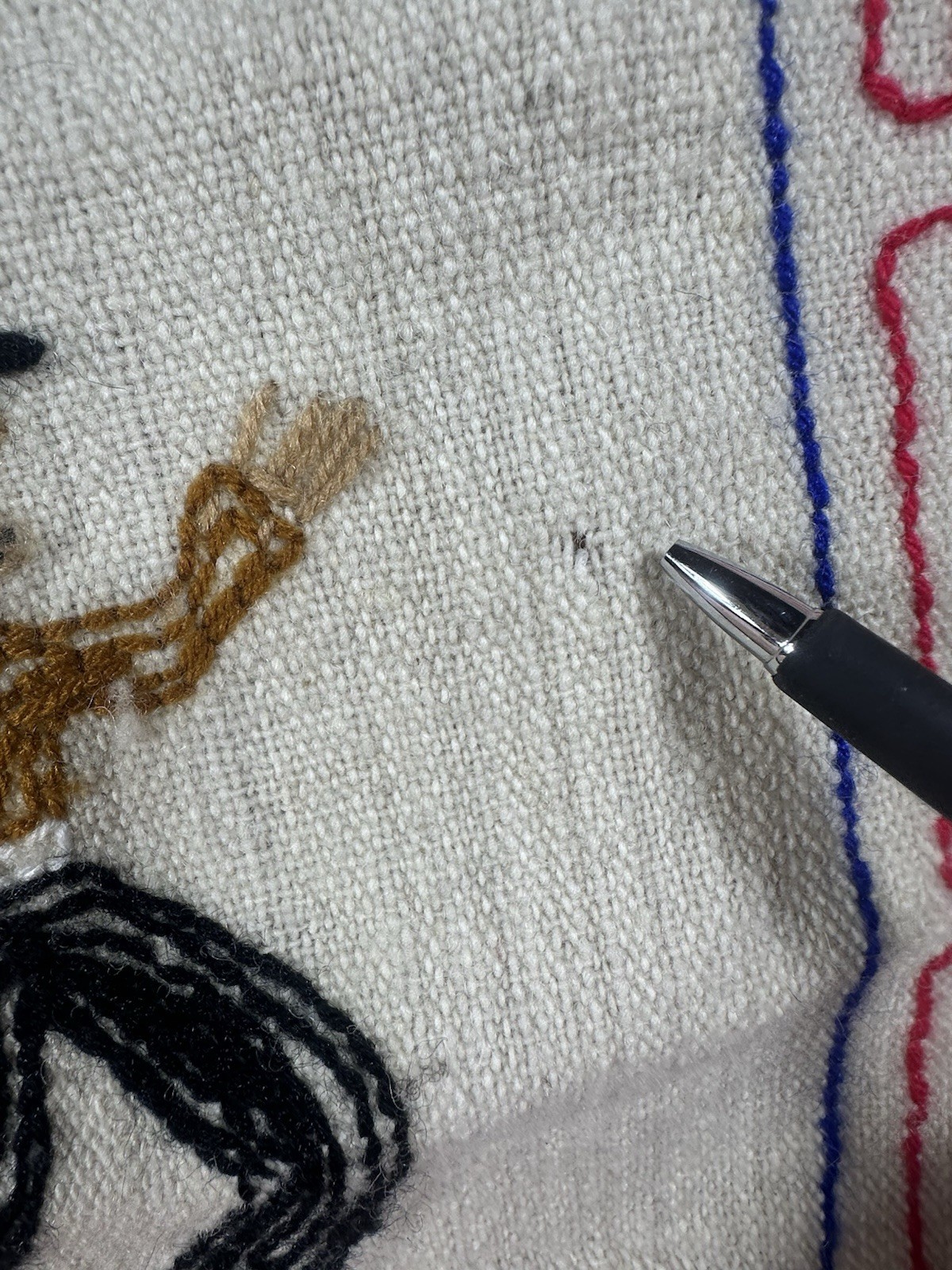 Vintage Peruvian Alpaca Handmade Hanging Tapestry Textile Embroidery Nativity