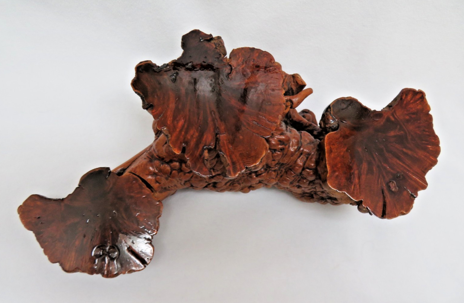 Vintage Natural Organic Burl Wood Root Tiered Triple Display Stand