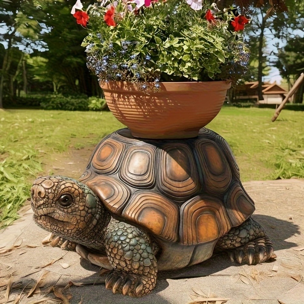 18in Garden Turtle Stool Simulated Animal Sculpture Art Decor Resin Garden Stool