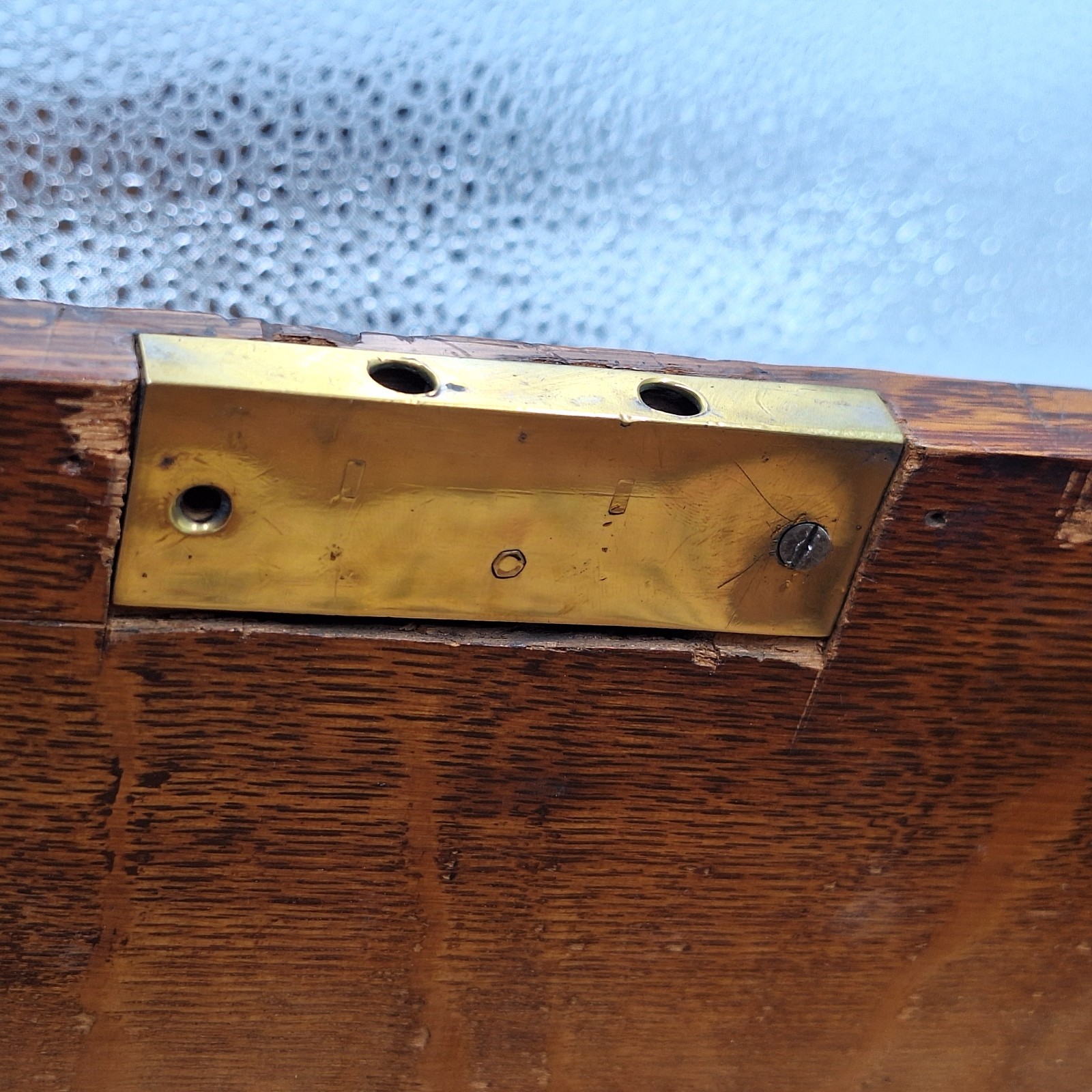 Antique Quarter Sawn Tiger Oak Silver / Flatware Chest Brass Handles Small