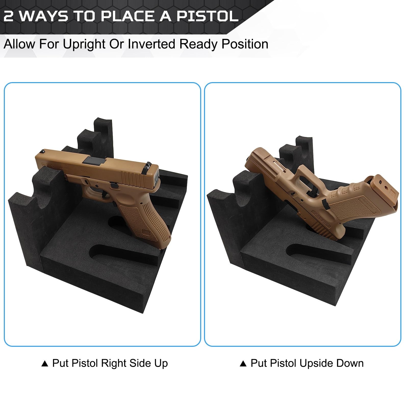 Pistol Rack for Gun Safe Soft Foam Handgun Storage Holder Organizer Black