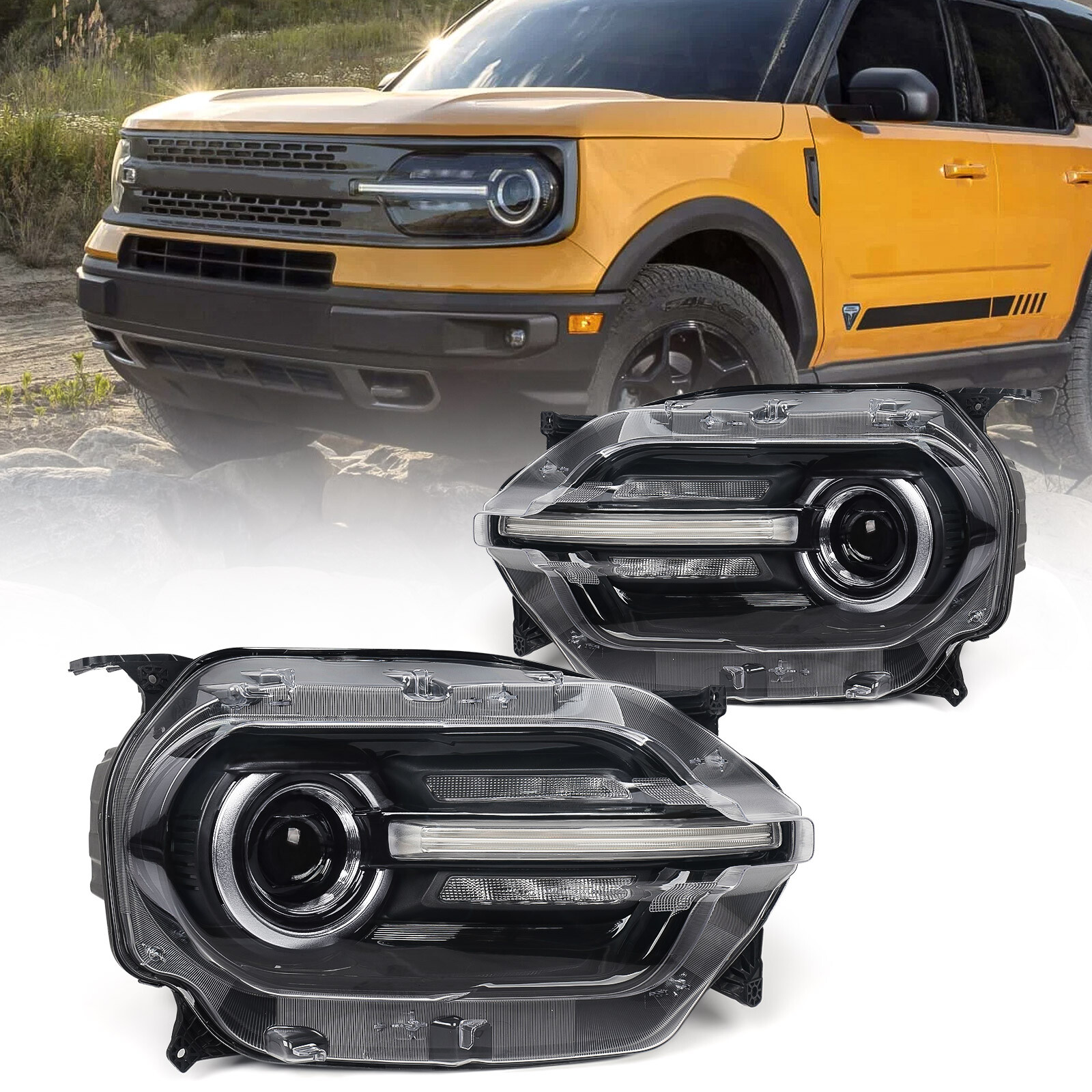 For Ford Bronco Sport  2021-2025 w/o LED Signature Projector Headlight