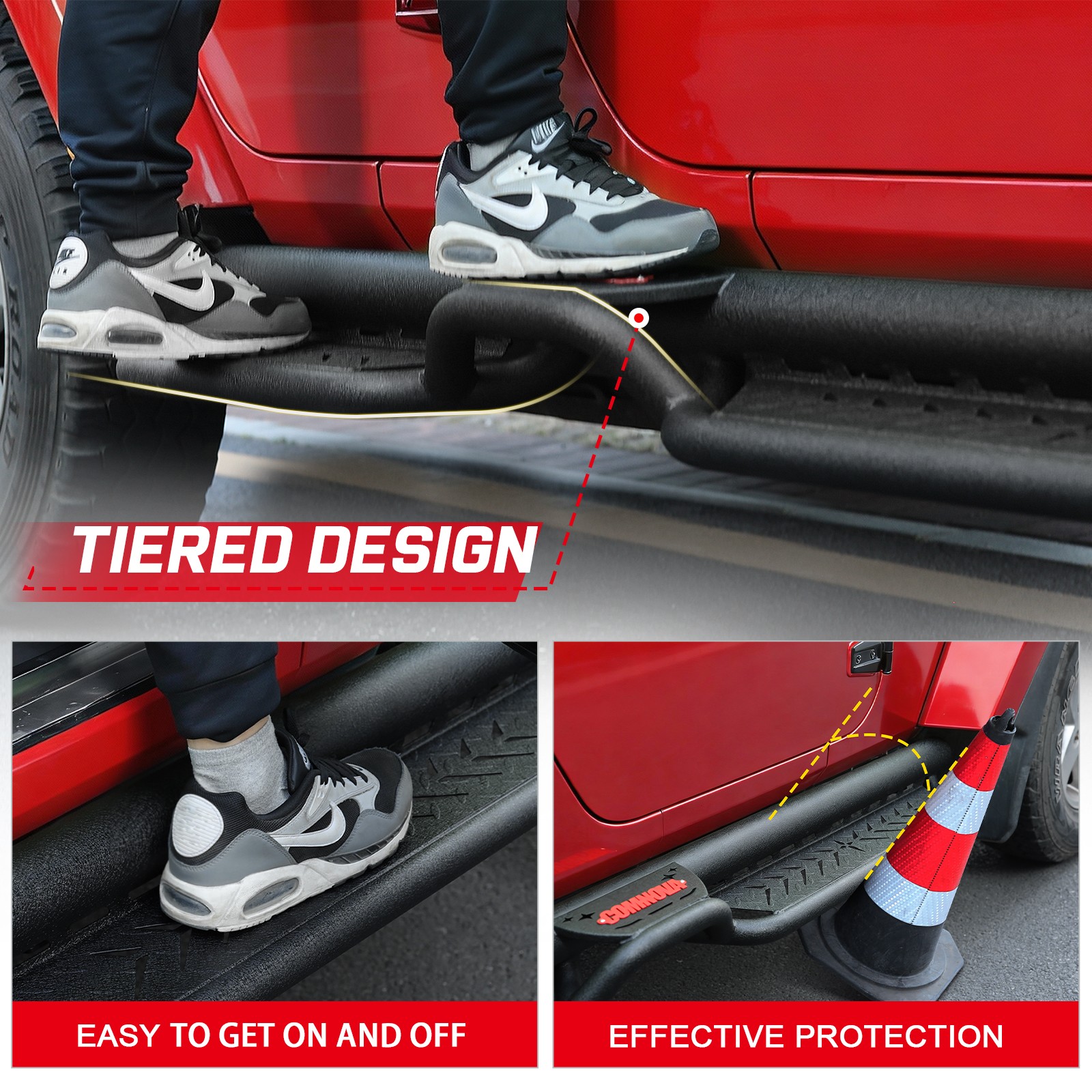 2-Stairs Running Boards For 2018-2026 Jeep Wrangler JL 4 Door Drop 6" Side Step