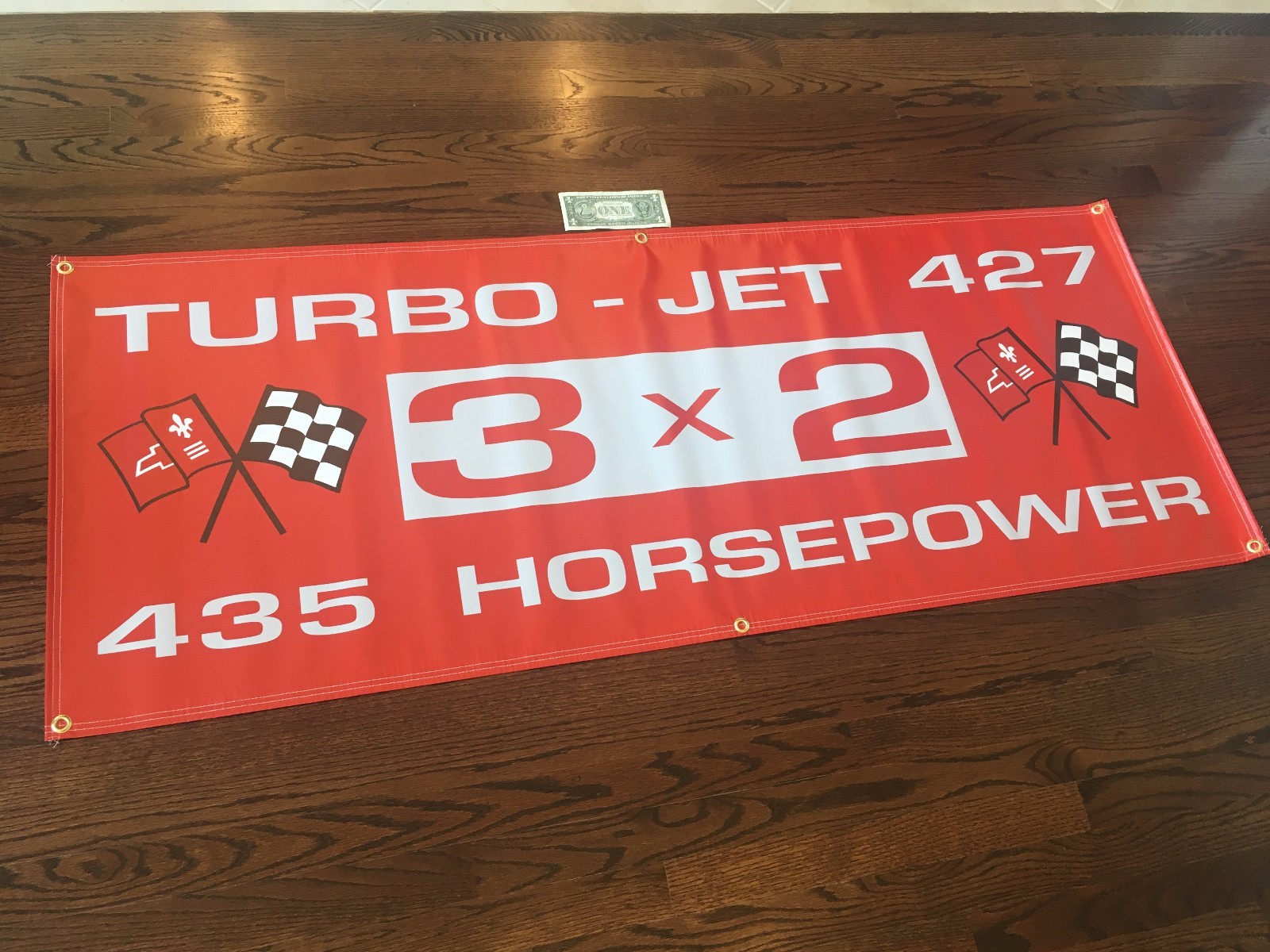 CORVETTE 427 TRI-POWER ENGINE Garage Banner Sign (Large 2'x5')