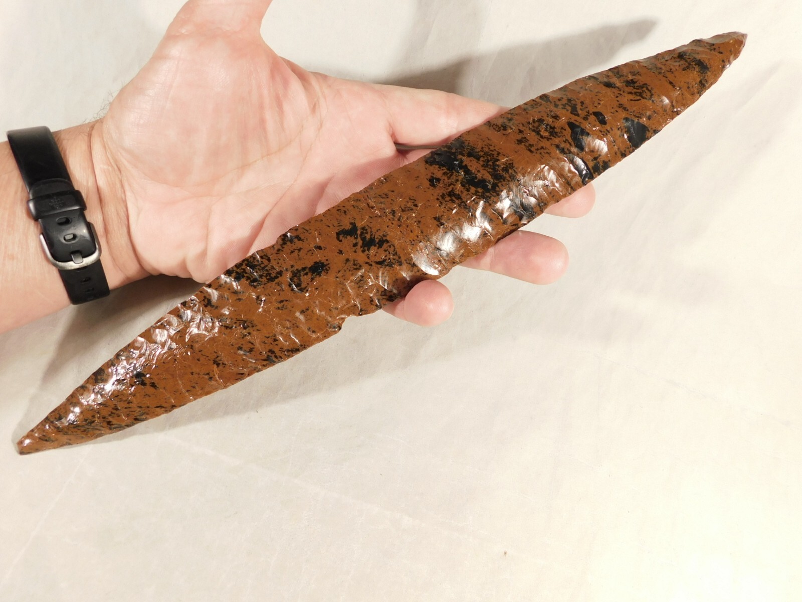 Huge! Ancient COLIMA Mahogany Obsidian Blade Knife or Spear Mexico 212gr