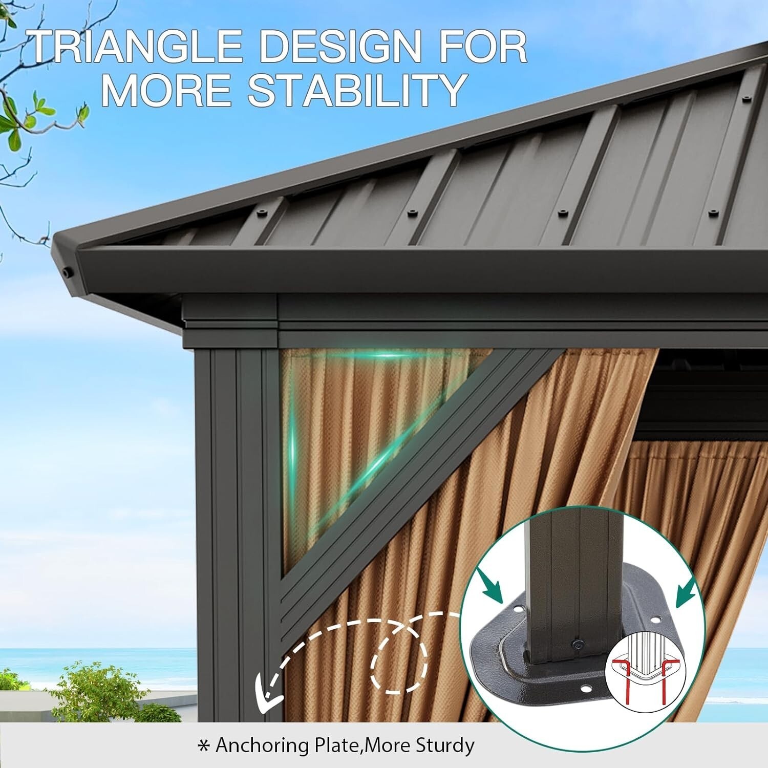 12x20 FT Outdoor Hardtop Gazebo Double Roof Garden Tent w/ Curtains & Netting US