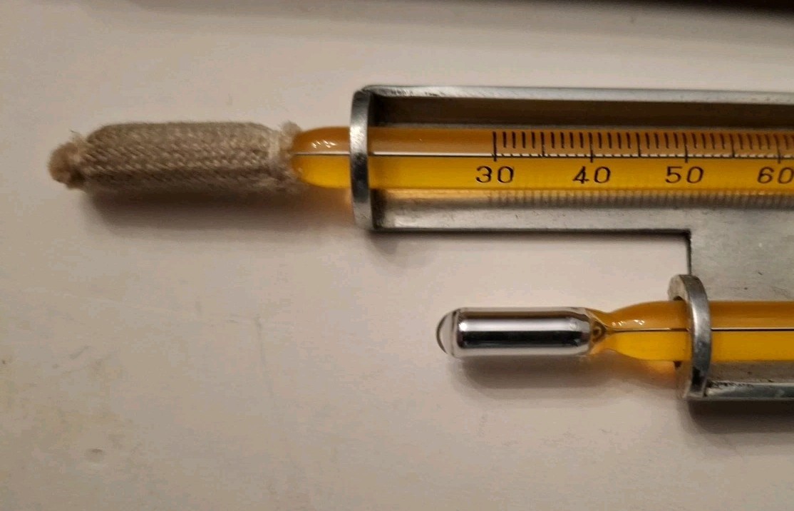 Friez Sling Psychrometer 2 Thermometers (Dry & Wet) Measure Relative Humidity