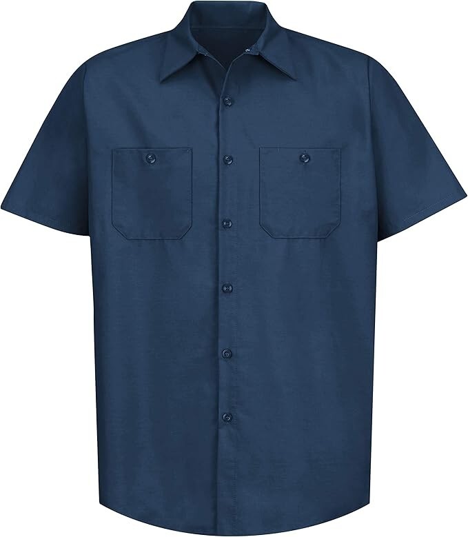 Red Kap Men's Industrial Work Shirt, Regular Fit, Short Sleeve, Navy