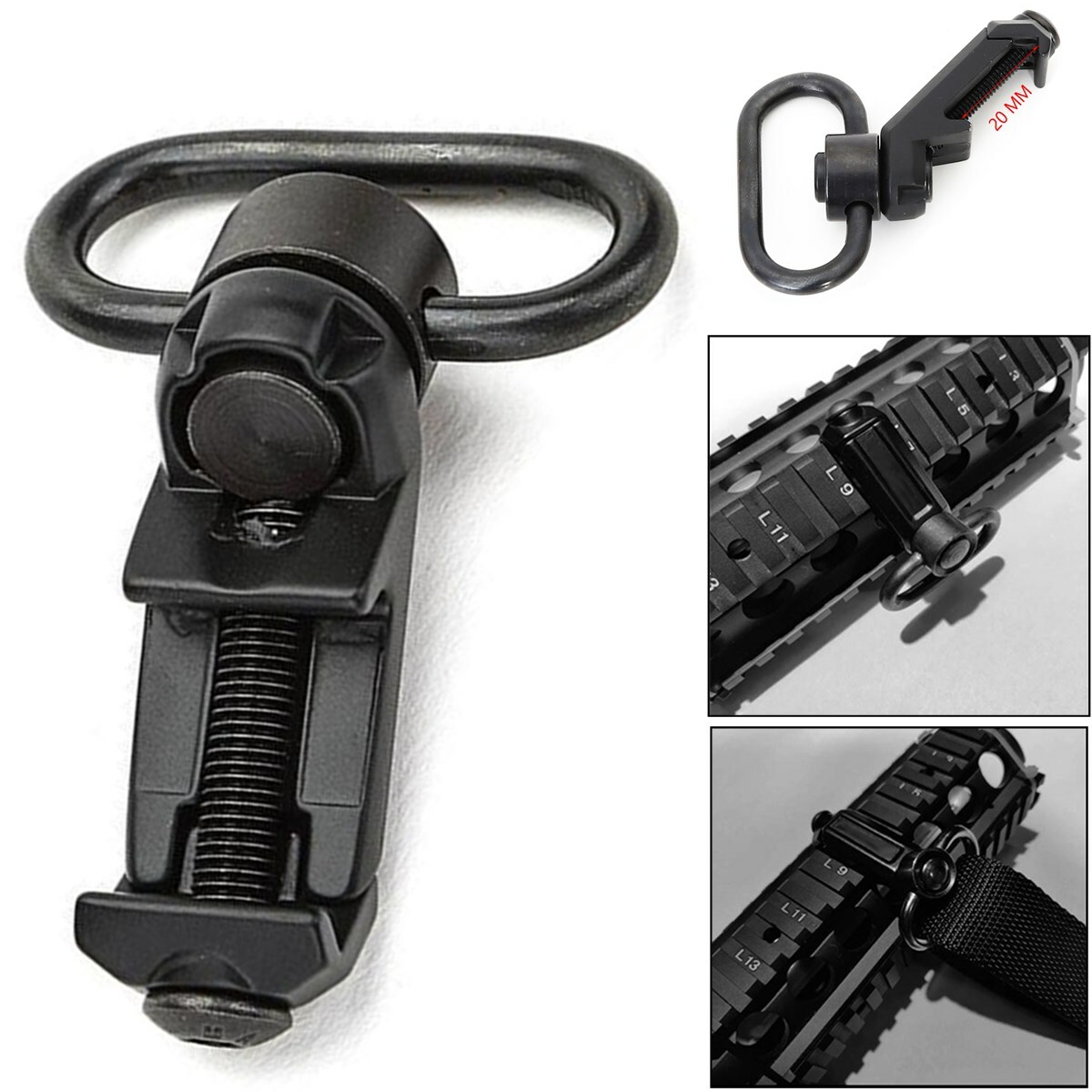 Tactical QD Sling Swivel Attachments 45 Degree Low Profile Picatinny Rail Mount