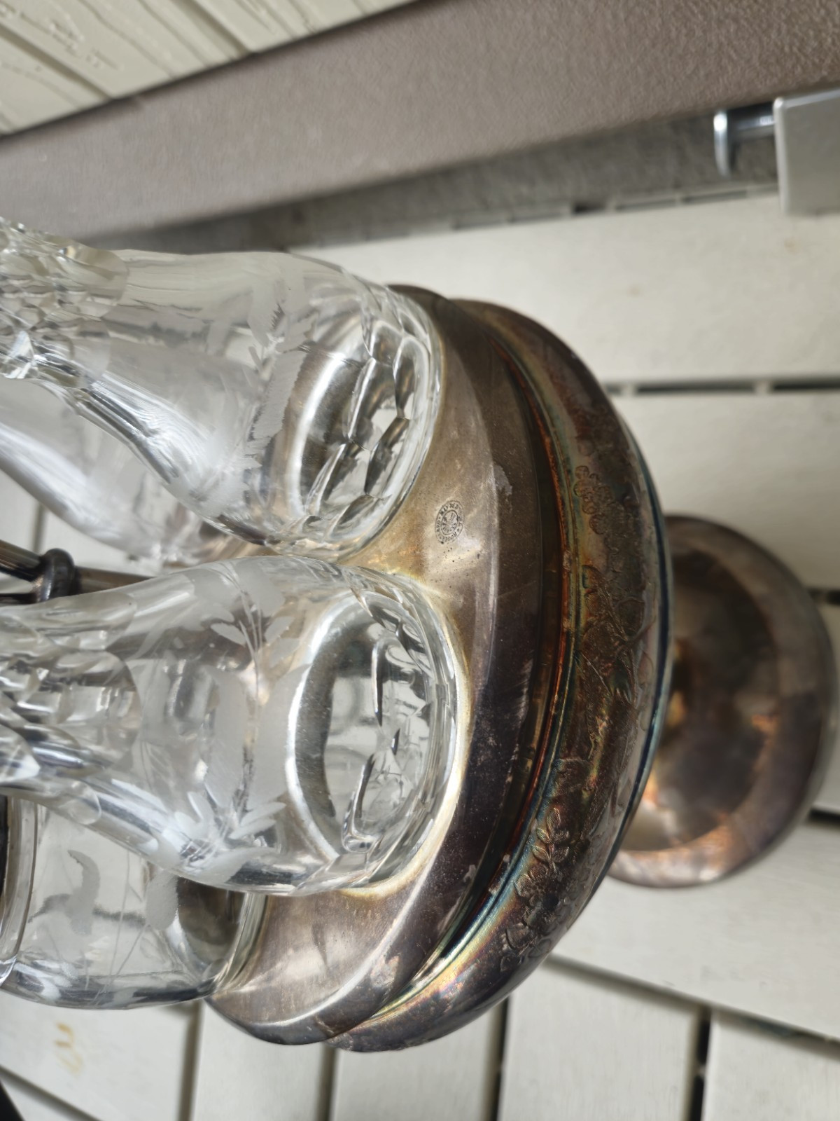 Antique Meriden Silverplate Condiment Cruet Set 5 Bottles Victorian