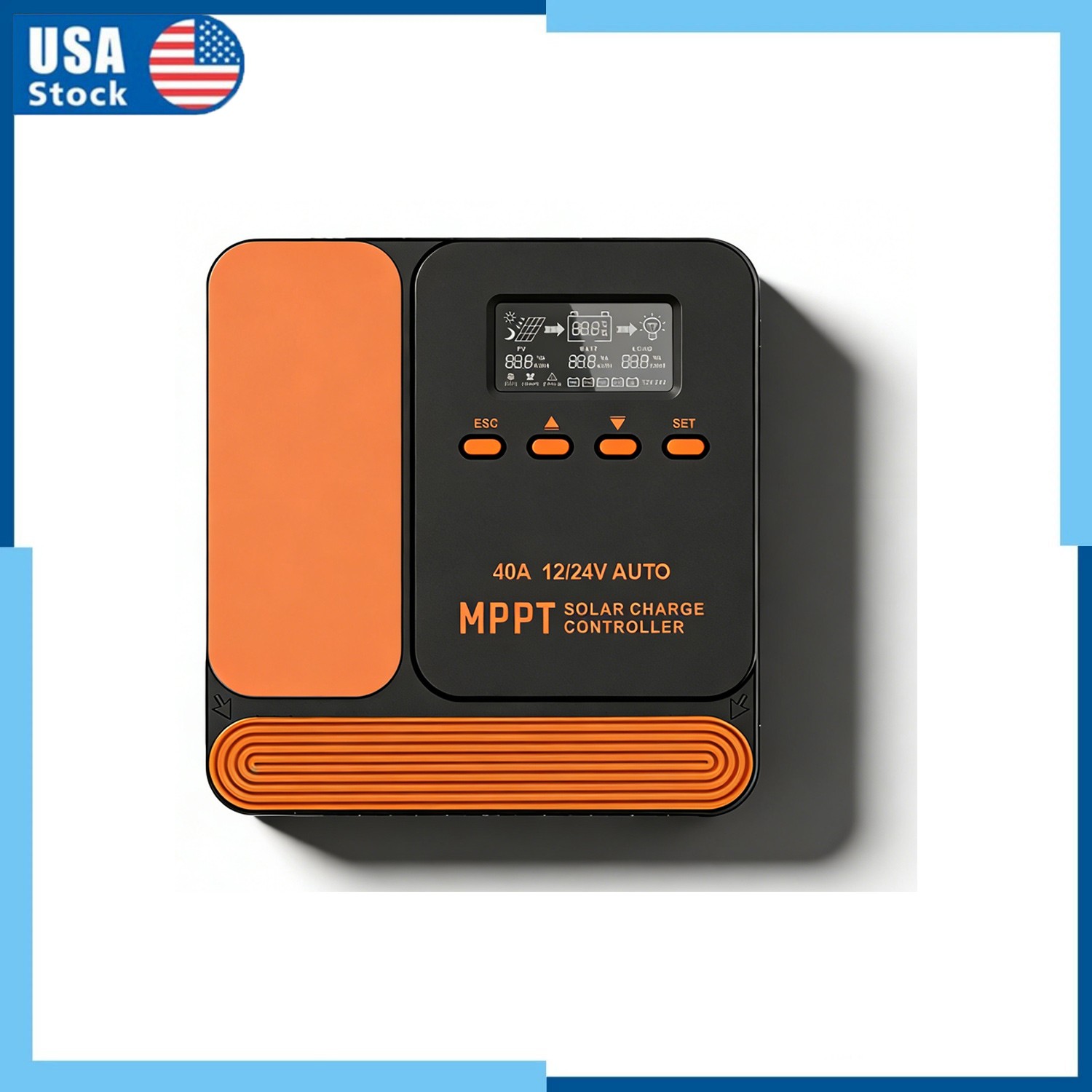 40A 12V/24V Solar Charge Controller MPPT with LCD Display Auto Regulator US NEW