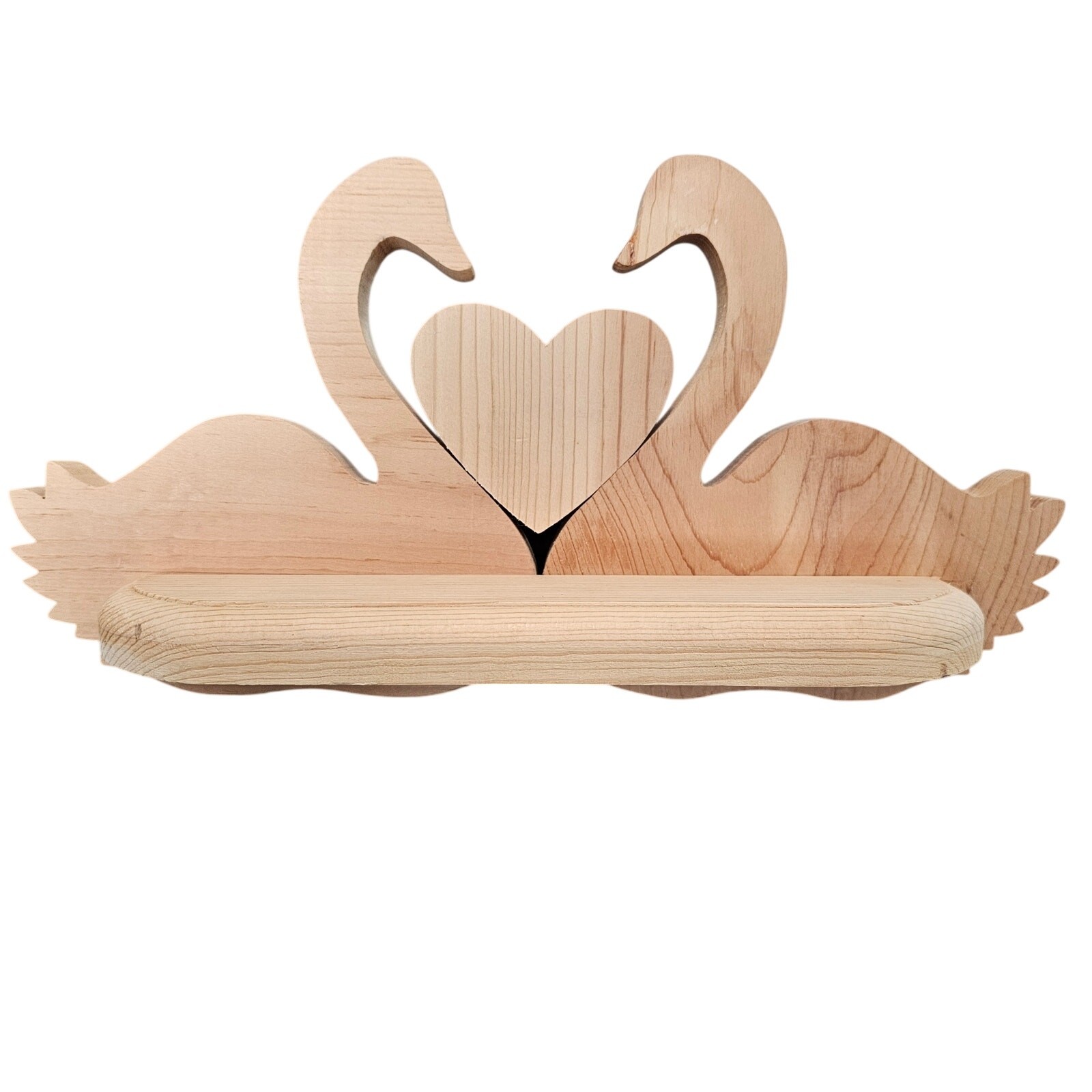 Vintage Wood Swan Shelf Wall Mount 90s Heart Cottage Coquette Decor Ducks Birds