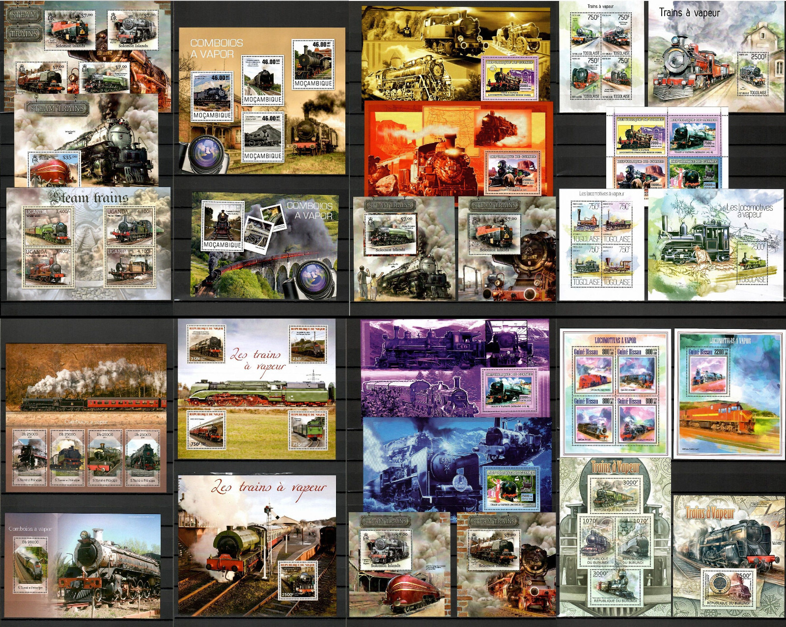 Steam locomotives trains railway 50 sheets MNH Collection [1] until 2014 #CNA162