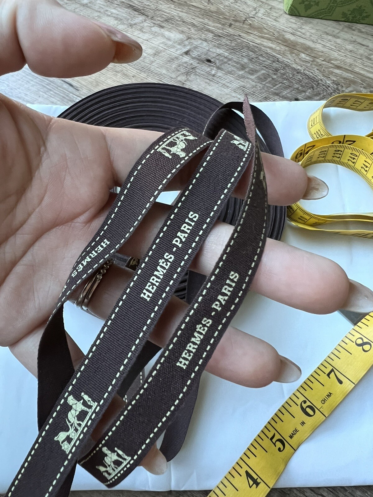 Hermes ribbon sold by the bundle 3 yards (108in) cut by one piece only