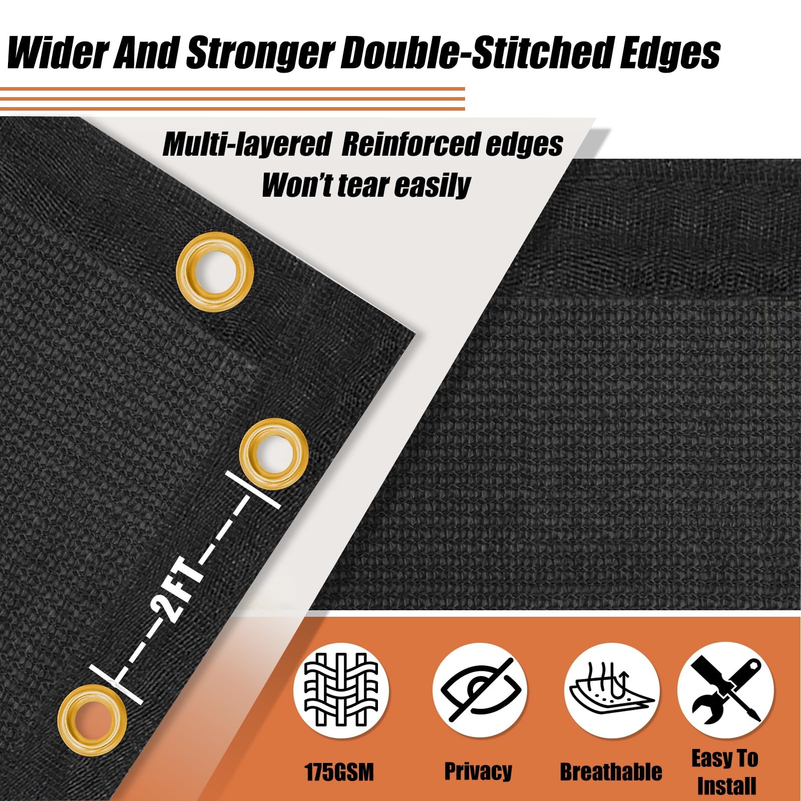 8ft x 50ft Privacy Screen Fence, 90% Blockage Heavy Duty 175 GSM Fencing Mesh...