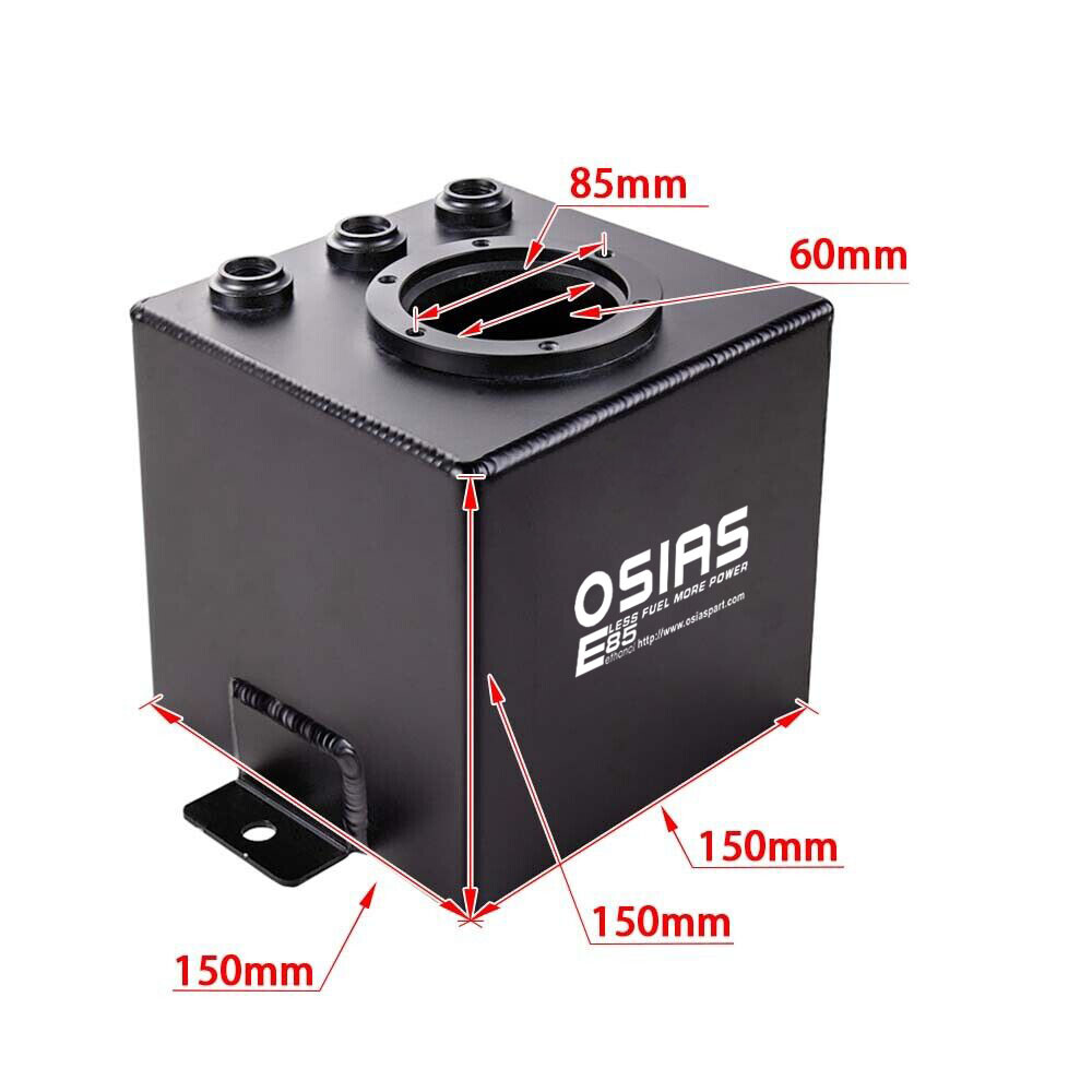 044 External Fuel Pump + 2L Black Aluminum High Flow Swirl Fuel Surge Tank AN6