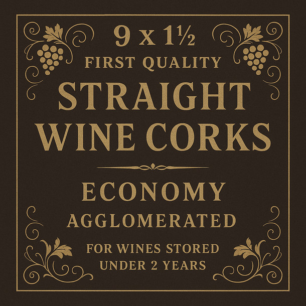 First Quality 9 x 1 1/2 First Quality Straight Wine Corks 100 ct