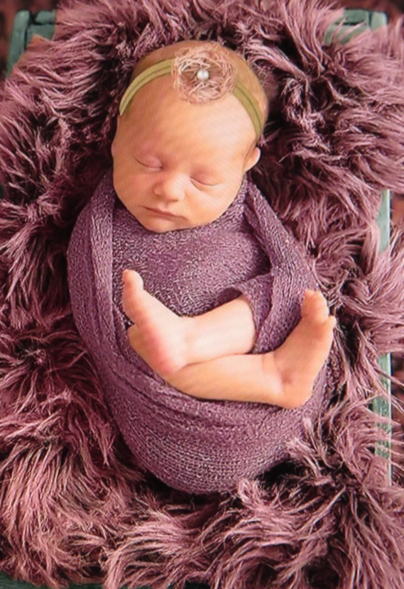 NEW 4 PCS Newborn Purple Photo Props Blanket Bow Flower Headband Fuzzy Mat Girl