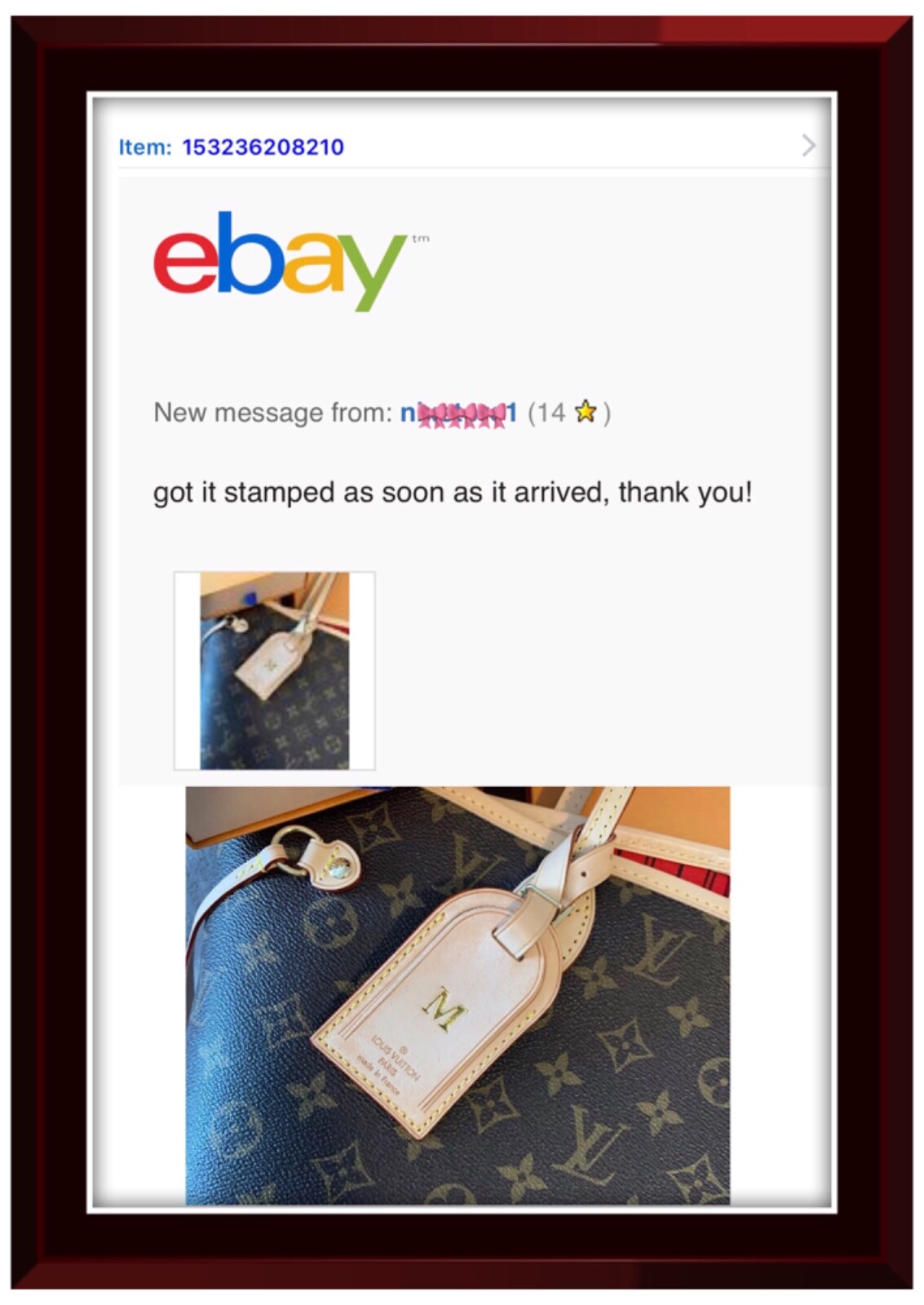 Authentic Louis Vuitton Leather Name Tag -ONE PIECE 🇫🇷