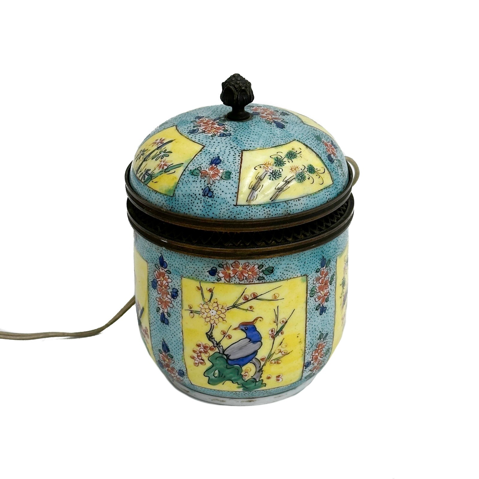 Chinese Enameled Porcelain Mounted Lamp Jar early 20th century