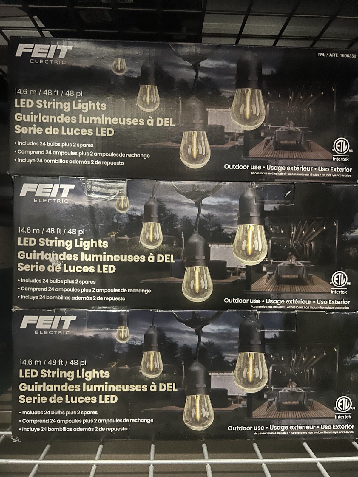 Feit Electric 48 ft. LED string lights 24 Bulbs NEW