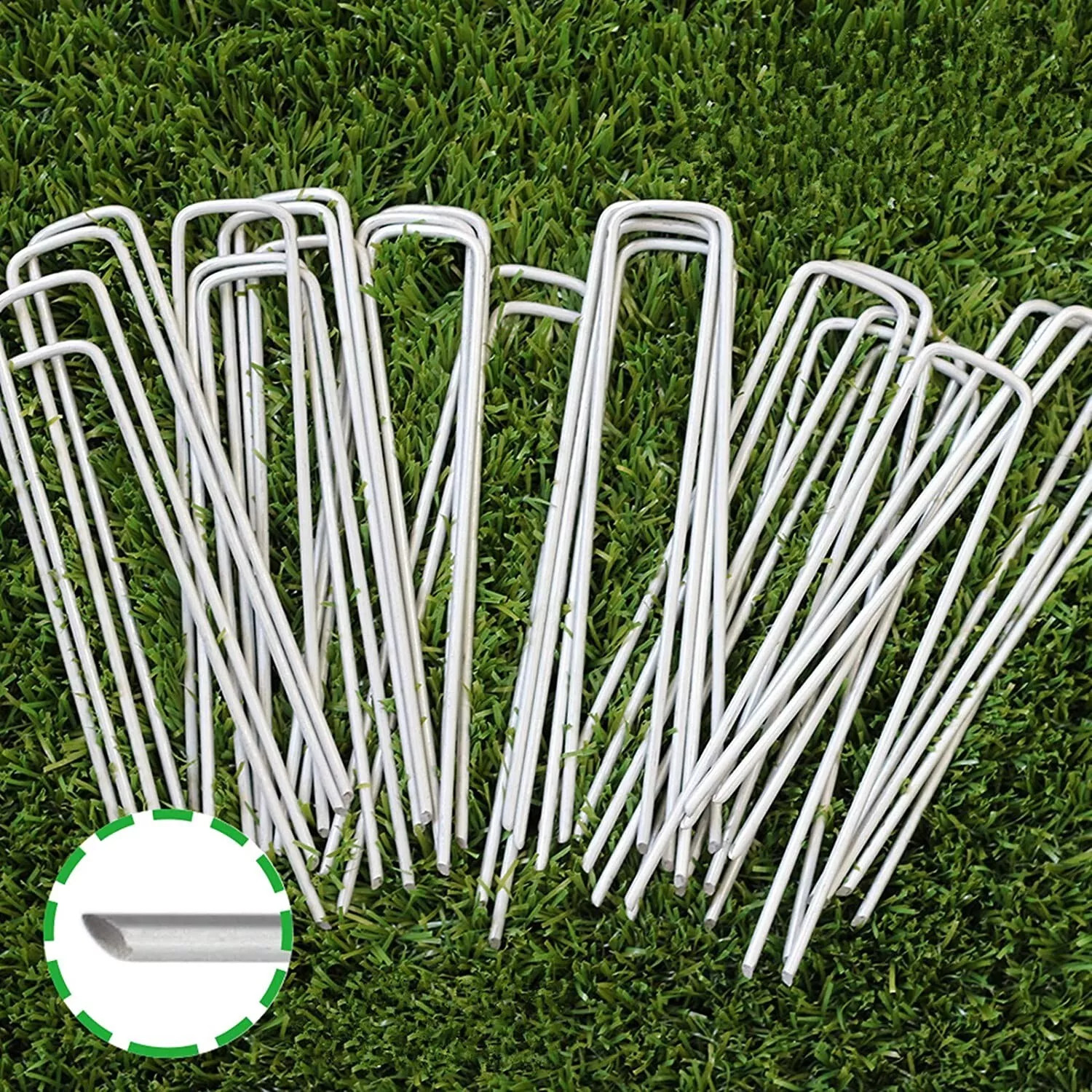 500 Pack 11 Gauge 6" Garden Stakes Landscape Staples Galvanized Sod Staples
