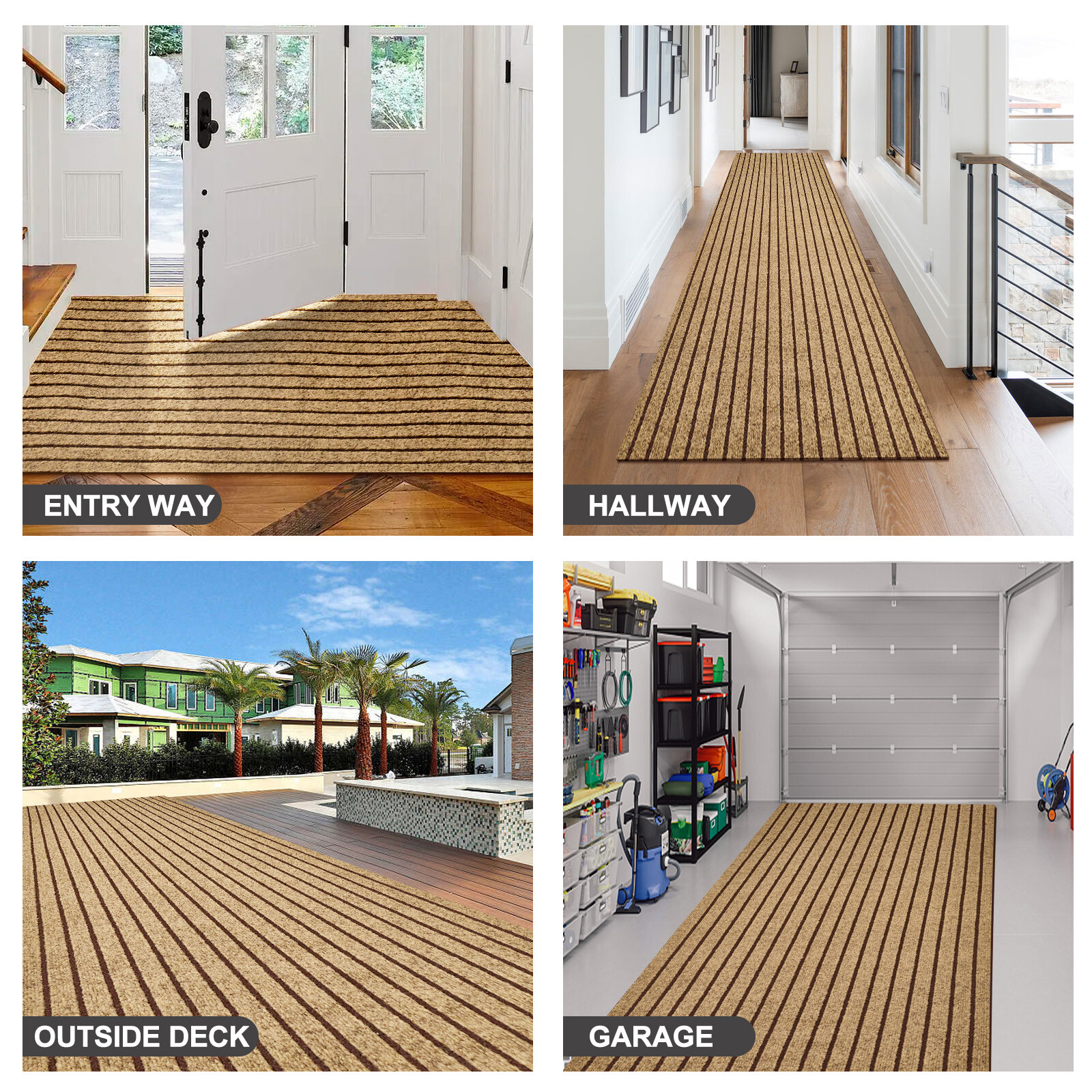 Entryway Runner Rug Indoor Outdoor - Extra Long Hall Rugs Runners Non Slip Brown