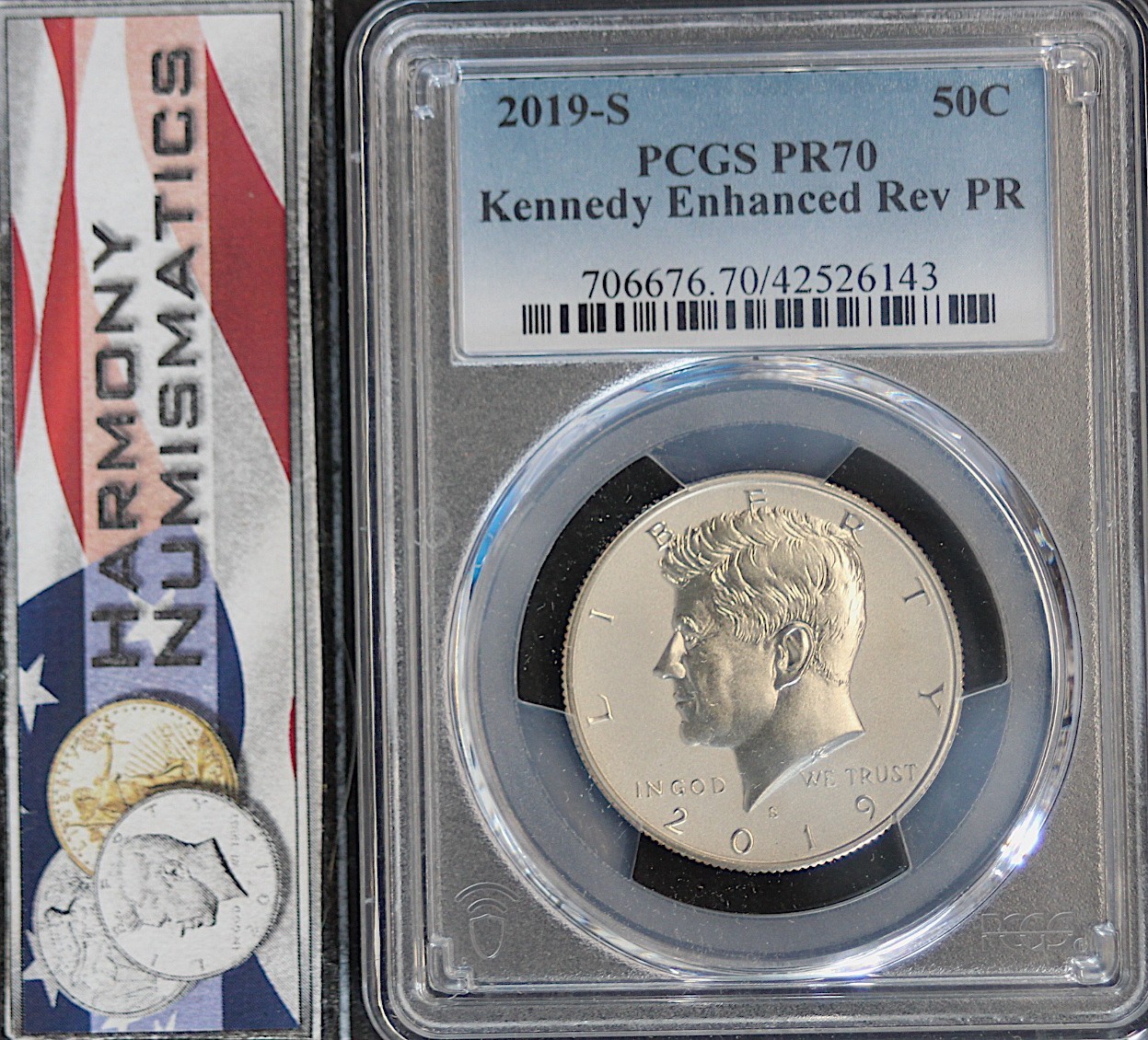 2019 S ENH REV PROOF KENNEDY PCGS PR70Half Dollar Anniversary Apollo 11 Set Blue