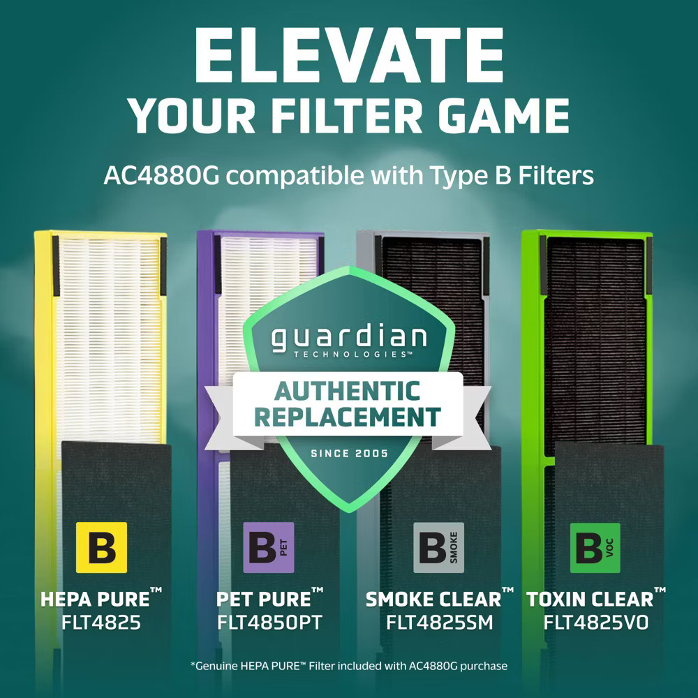 GermGuardian Intelligent 22in Tower Air Purifier HEPA Filter UV-C Intellisense