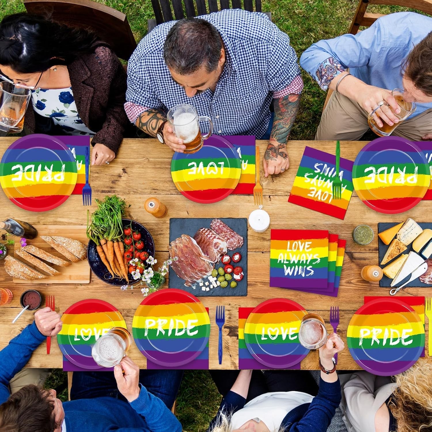 Disposable LGBT Dinnerware Set for 24 - Pride Themed Party Supplies