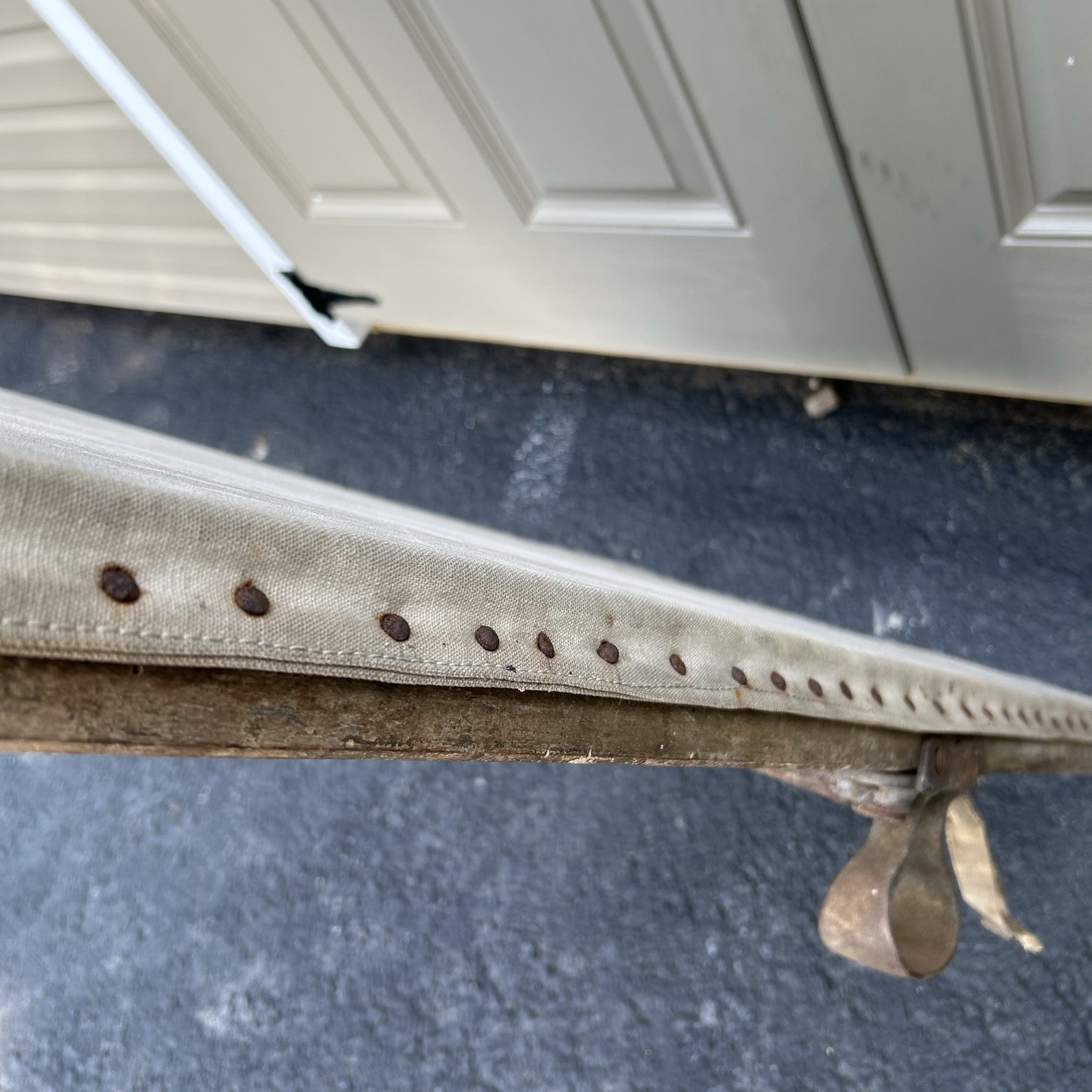 Antique World War 1 Era Medic Stretcher Canvas Gurney Litter WWI Iron Loop Feet