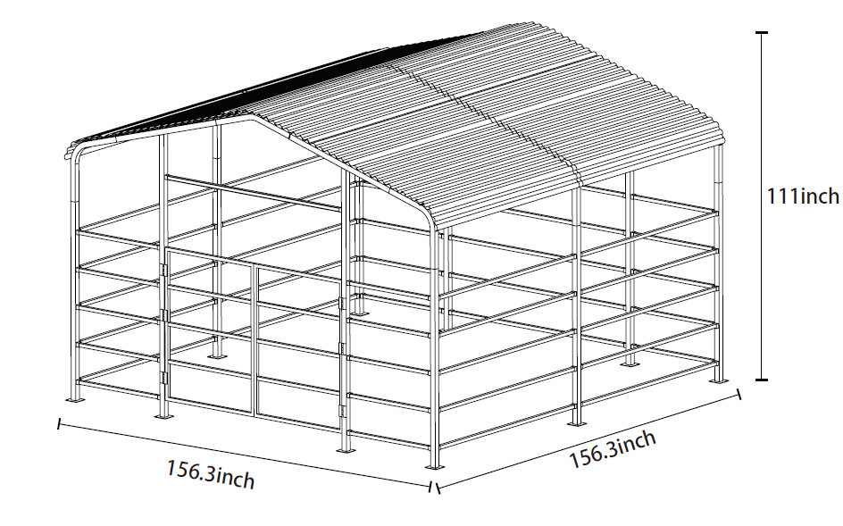 New 13×13 FT Metal Livestock Shed Farm Animal Shelter Cowshed Free Shipping USA