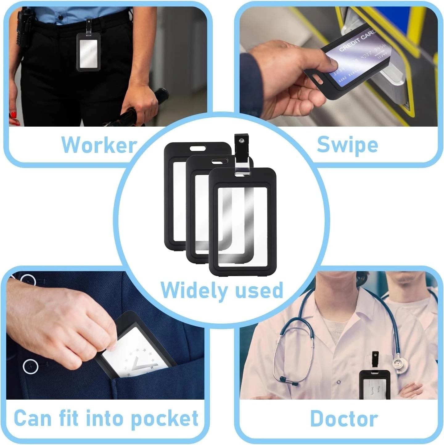 3 Pack ID Badge Holder with Plastic Clip, Double-Sided Clear Vertical Badge.....