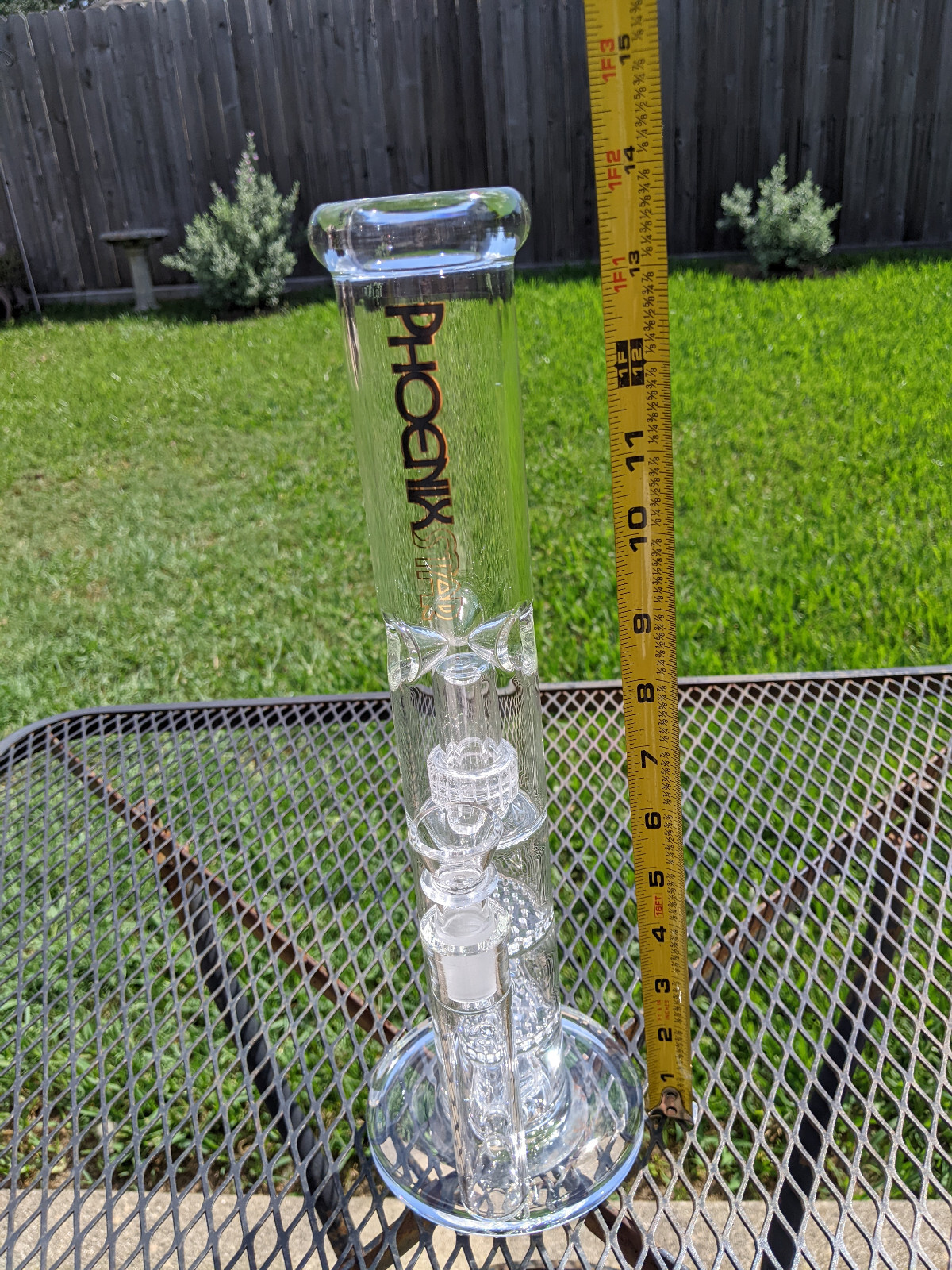 14" inch Glass Water Pipe Bong 4 Percolators - 2 Honeycomb Percs + 2 Matrix Perc